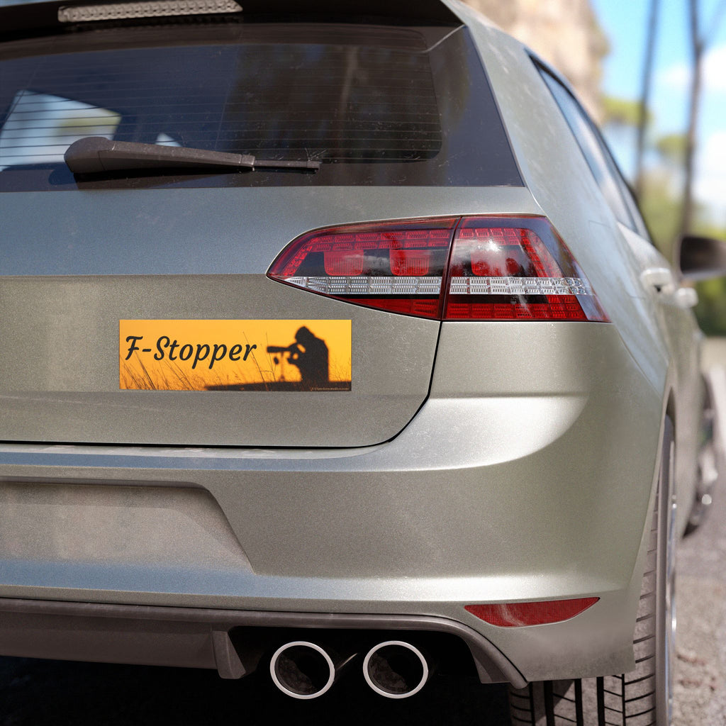 F-Stopper Photographer Car Magnet — Sunset Silhouette Camera Decal