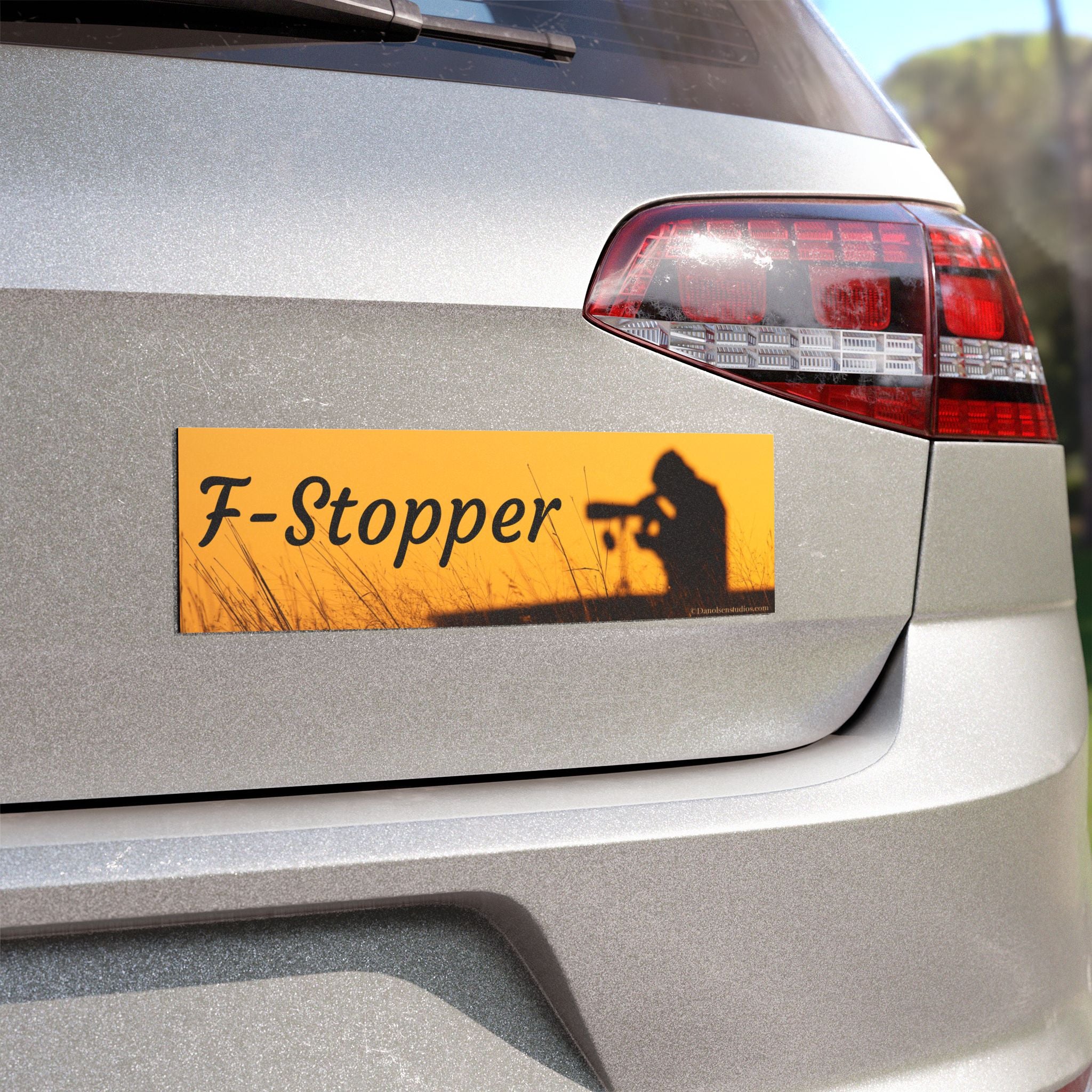 F-Stopper Photographer Car Magnet — Sunset Silhouette Camera Decal