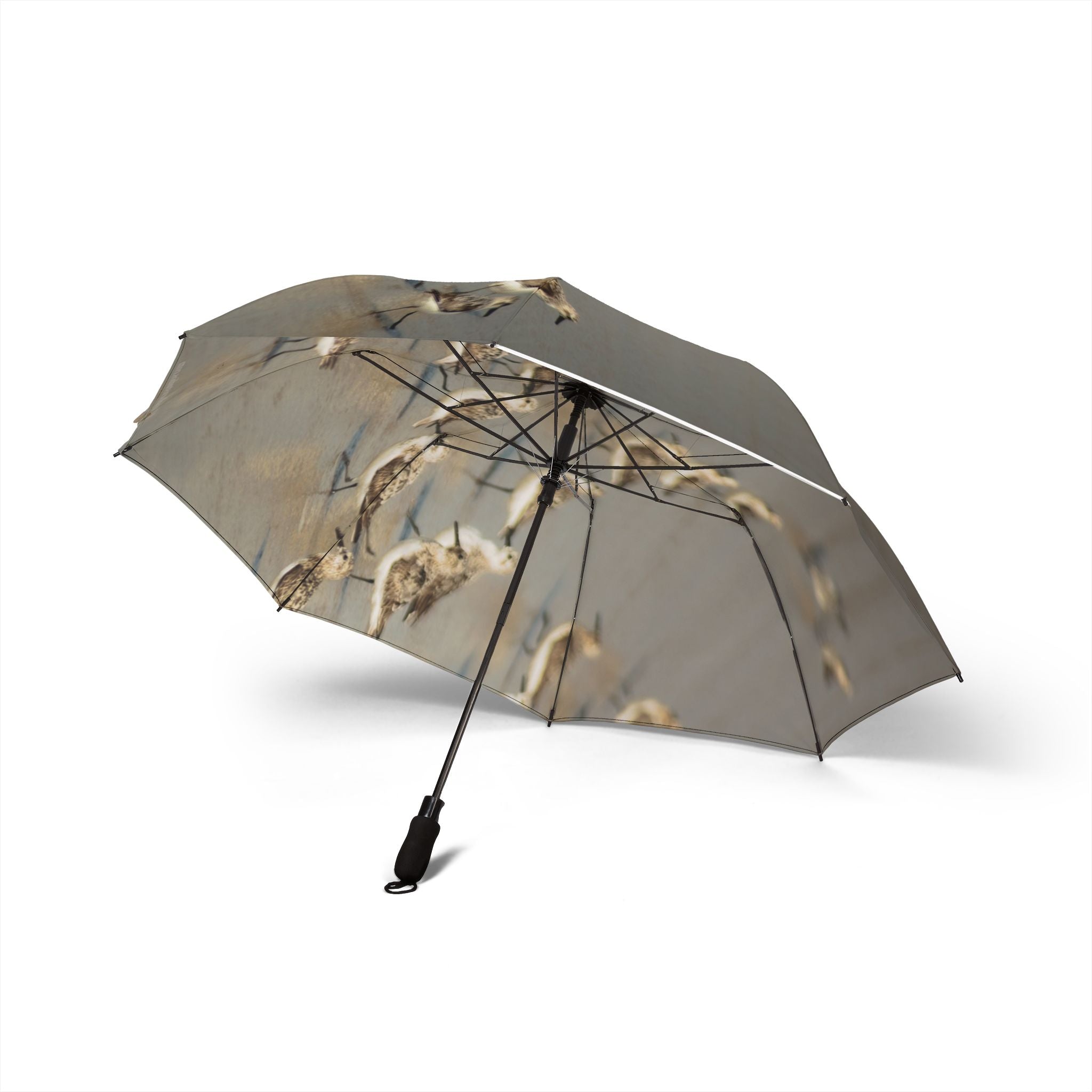 Sandpipers on Wet Sand Foldable Umbrella — Coastal Bird Print