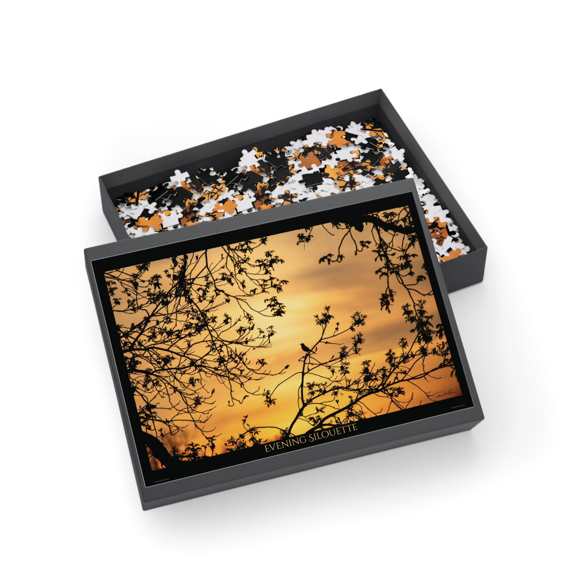Sunset Silhouette Puzzle — Tree Branch Silhouette Jigsaw (1000 pcs)