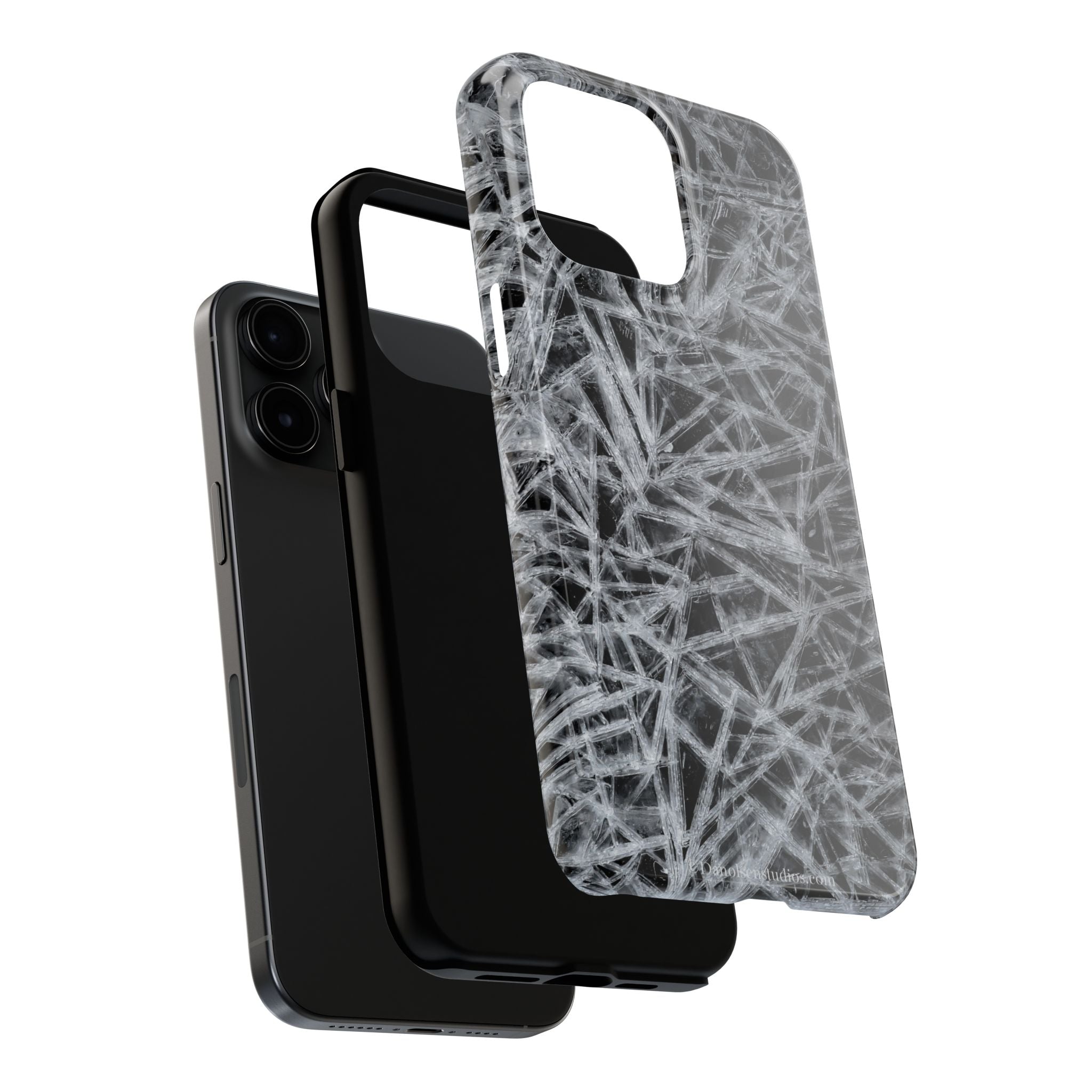 Impact-Resistant Phone Case — Black & White Ice Shockproof Cover