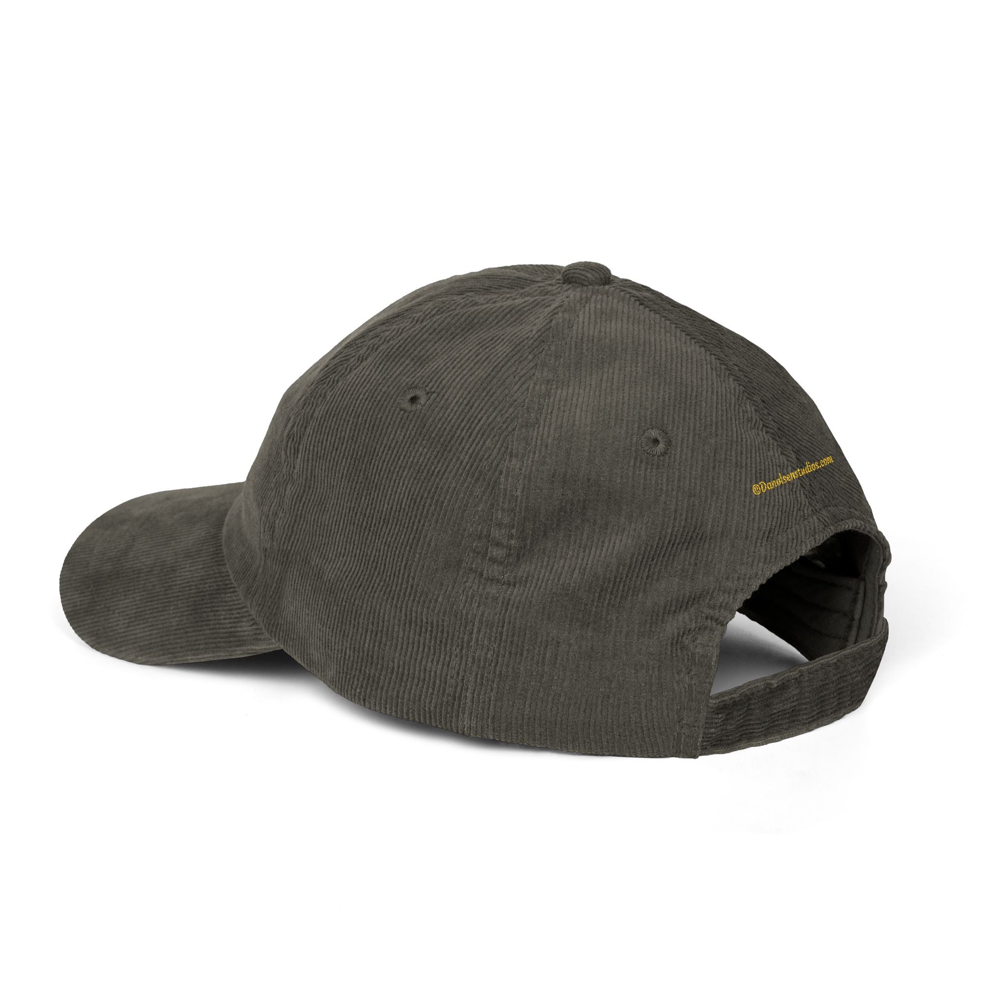 Corduroy Embroidered Cap — Retro Golden Patch Design