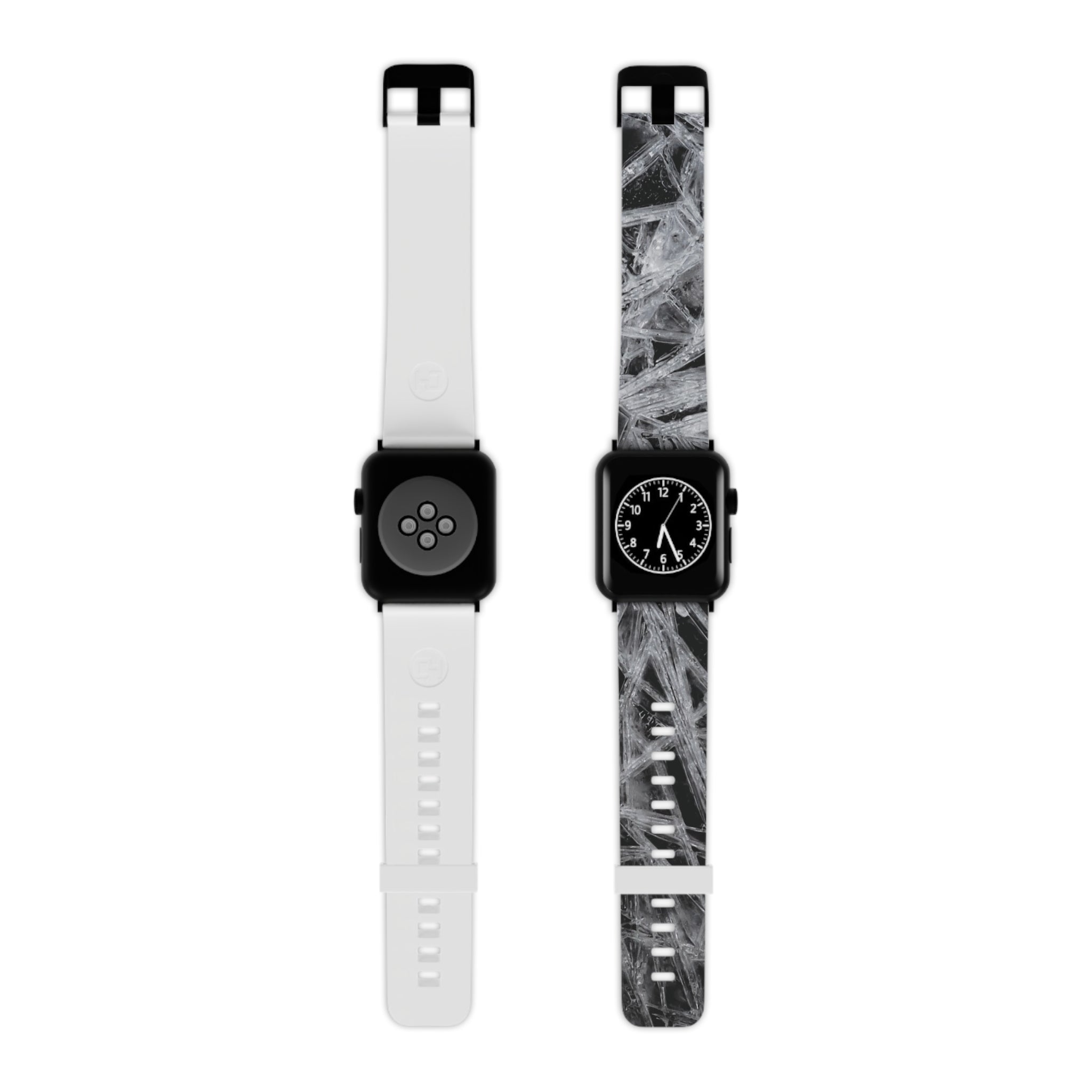 Monochrome Frost Ice Texture Apple Watch Band — Black & White Abstract Strap