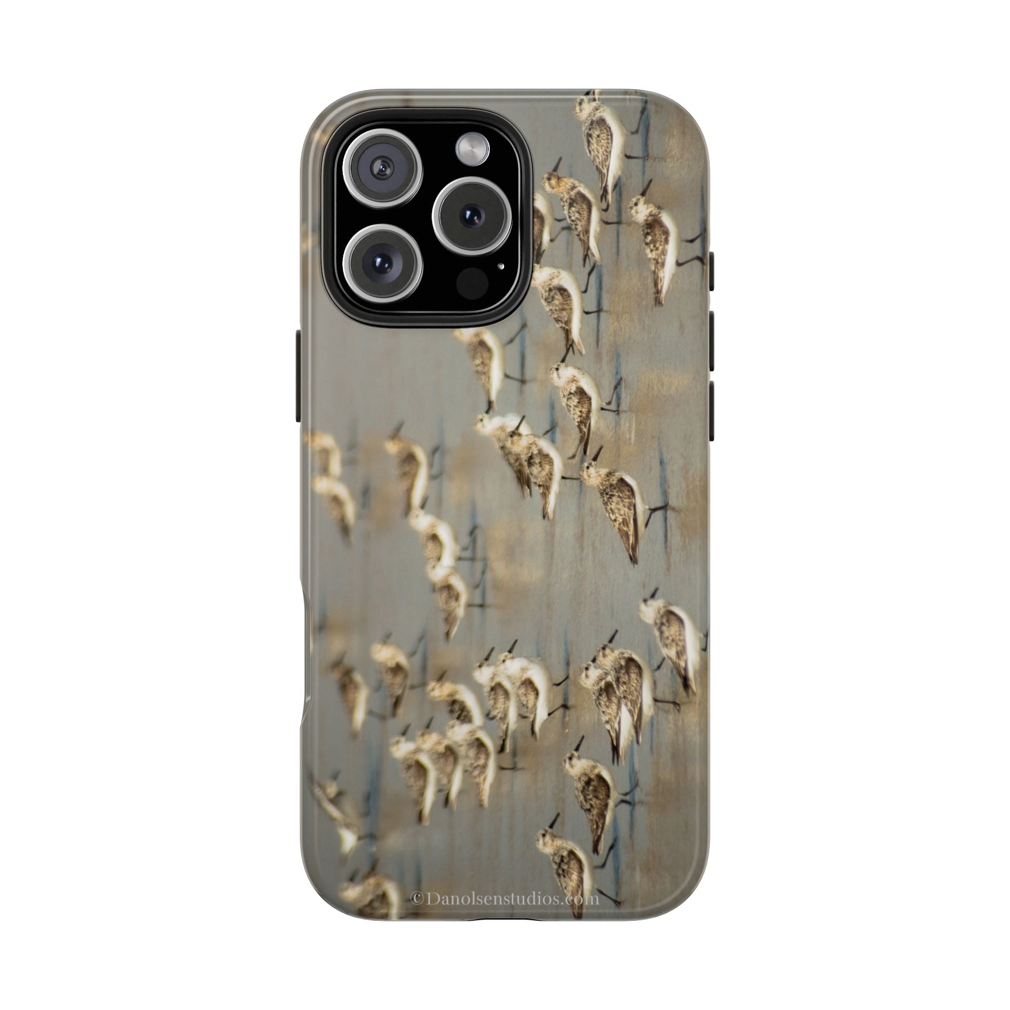 Shorebird Flock Tough Phone Case — Rustic Coastal Bird Photography Protective Cover Sanpipers