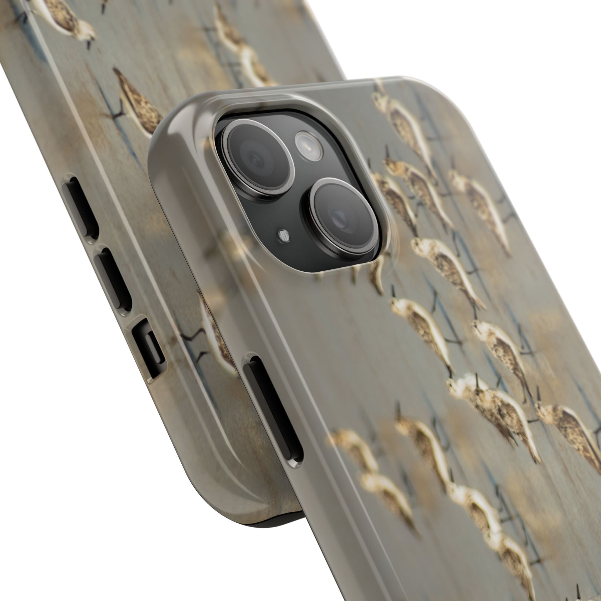 Shorebird Flock Tough Phone Case — Rustic Coastal Bird Photography Protective Cover Sanpipers