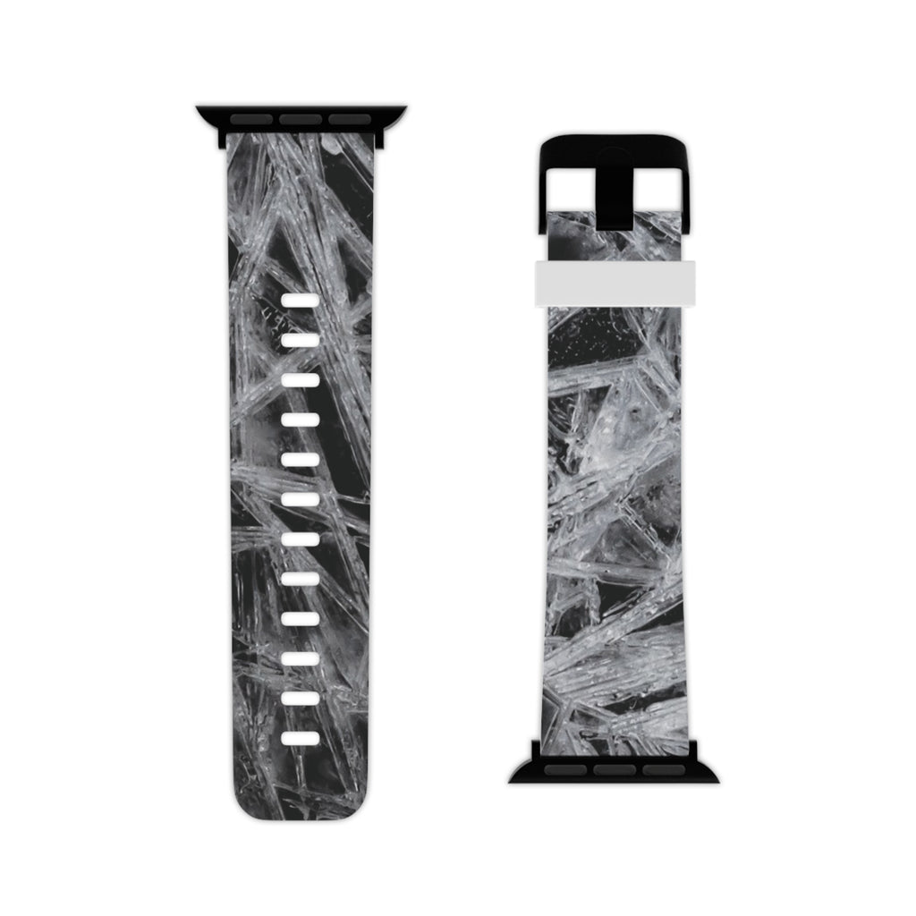 Monochrome Frost Ice Texture Apple Watch Band — Black & White Abstract Strap
