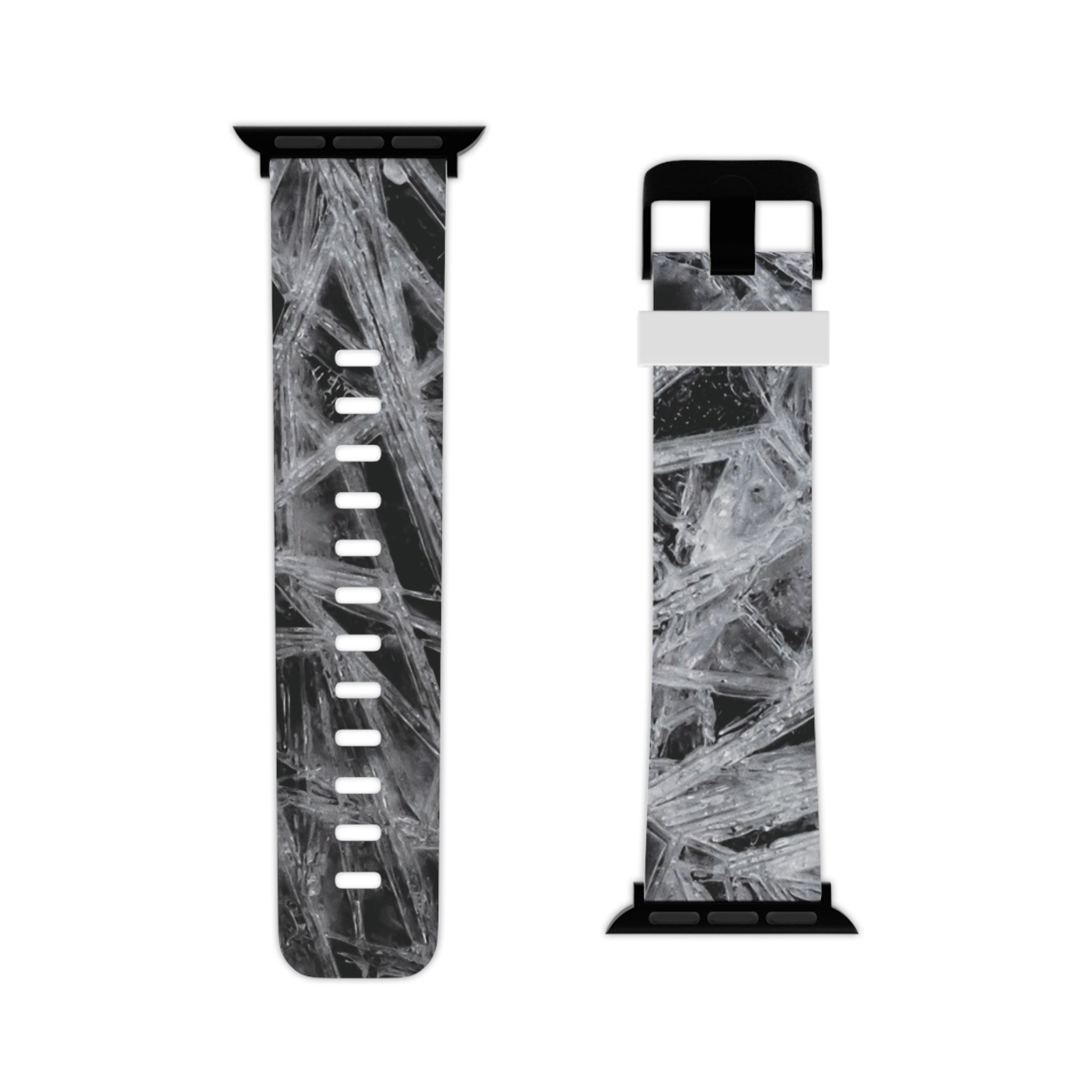 Monochrome Frost Ice Texture Apple Watch Band — Black & White Abstract Strap