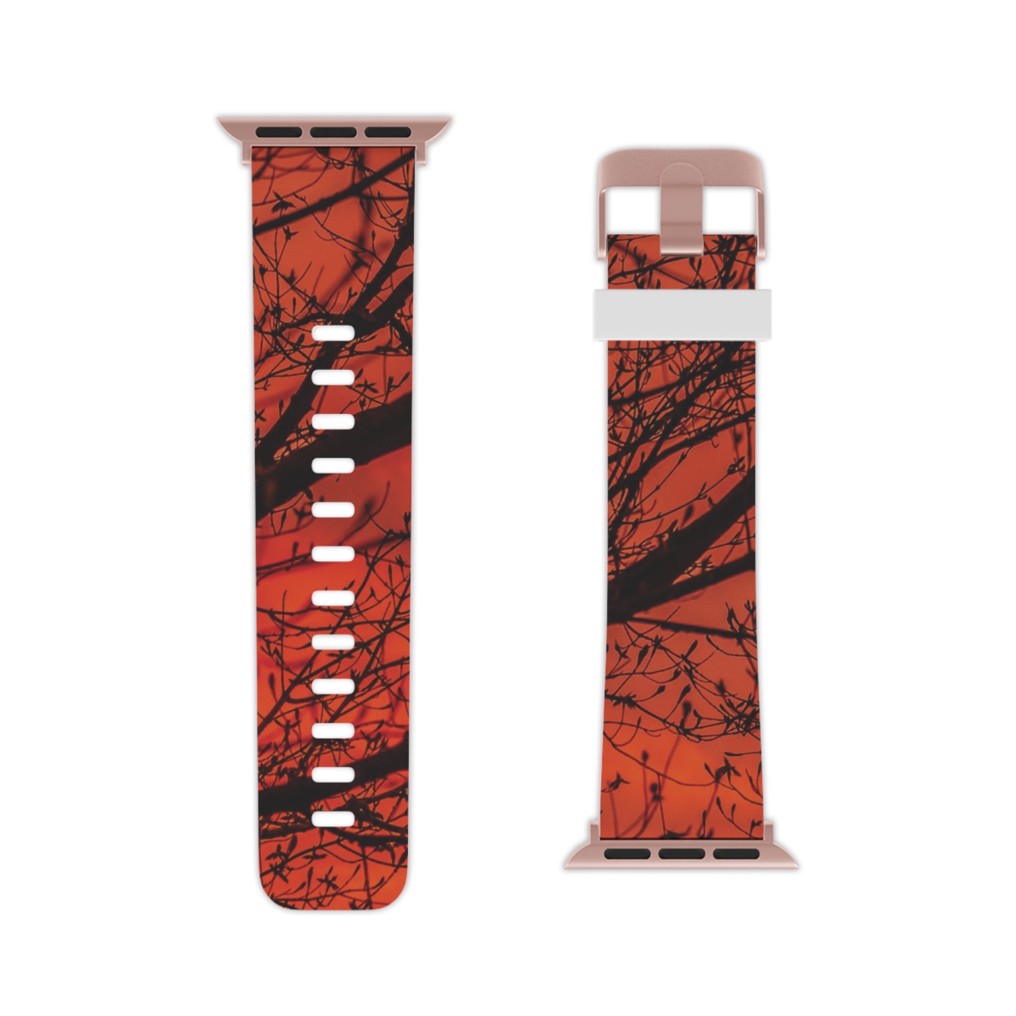Autumn Silhouette Apple Watch Band — Red Fall Tree Pattern