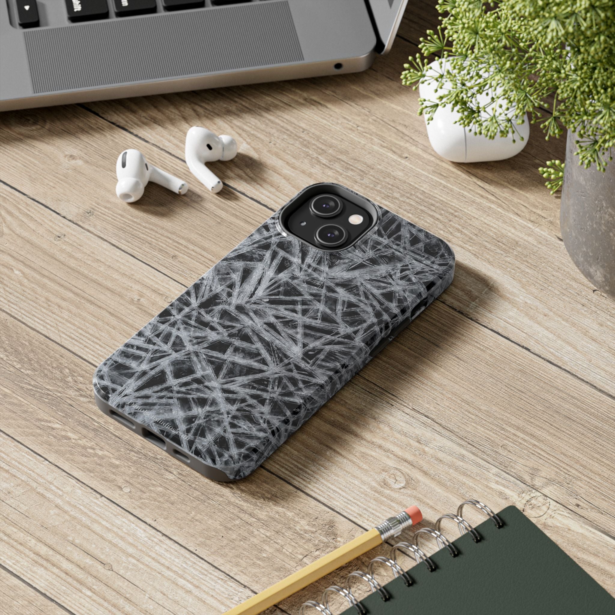 Impact-Resistant Phone Case — Black & White Ice Shockproof Cover