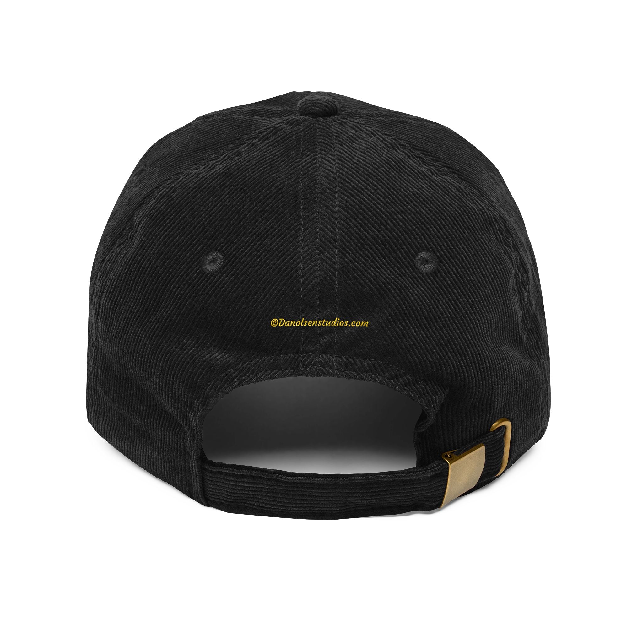 Corduroy Embroidered Cap — Retro Golden Patch Design
