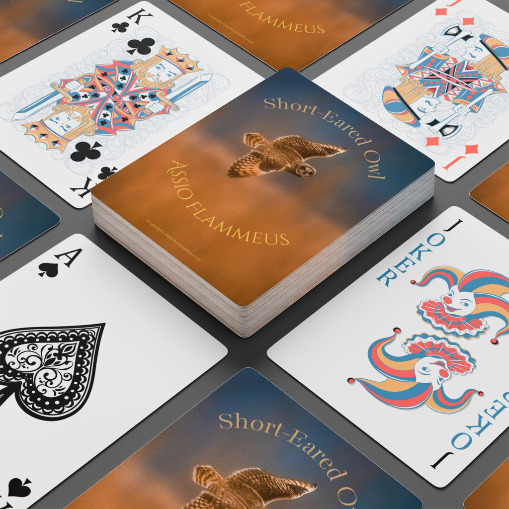 Short-Eared Owl Playing Cards — Wildlife-Themed Deck with Short-Eared Owl Flying Through Fog