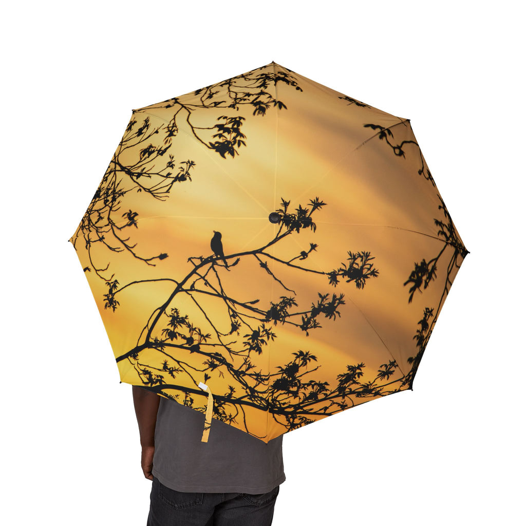Sunset Silhouette Foldable Umbrella — Semi-Automatic Compact Rain & Sun Parasol