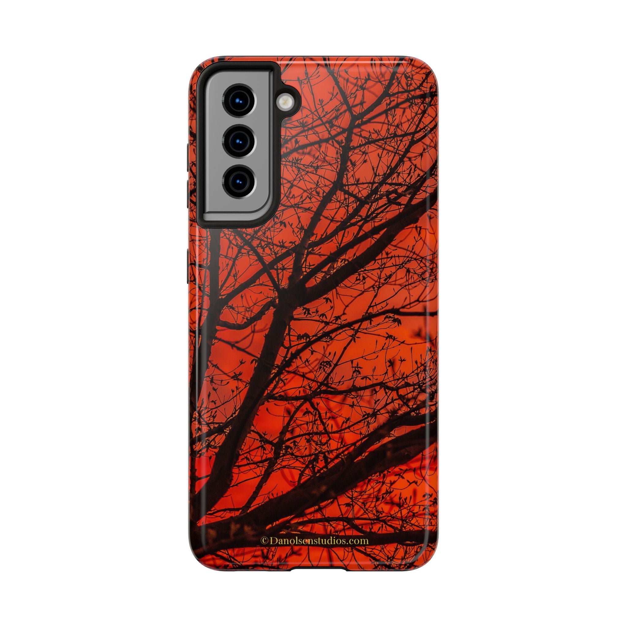 Tree Silhouette Tough Phone Case — Red Sunset Protective Phone Cover