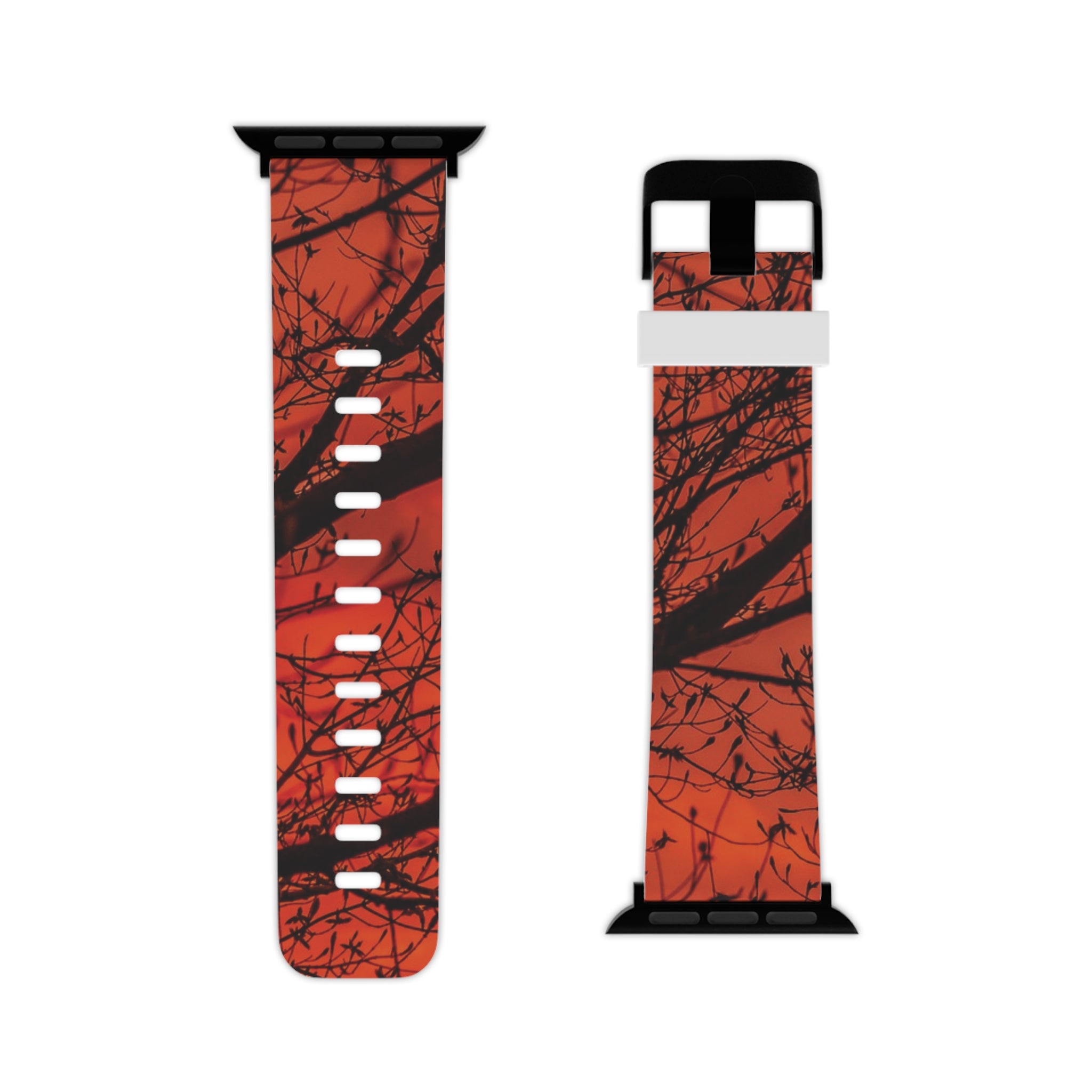 Autumn Silhouette Apple Watch Band — Red Fall Tree Pattern