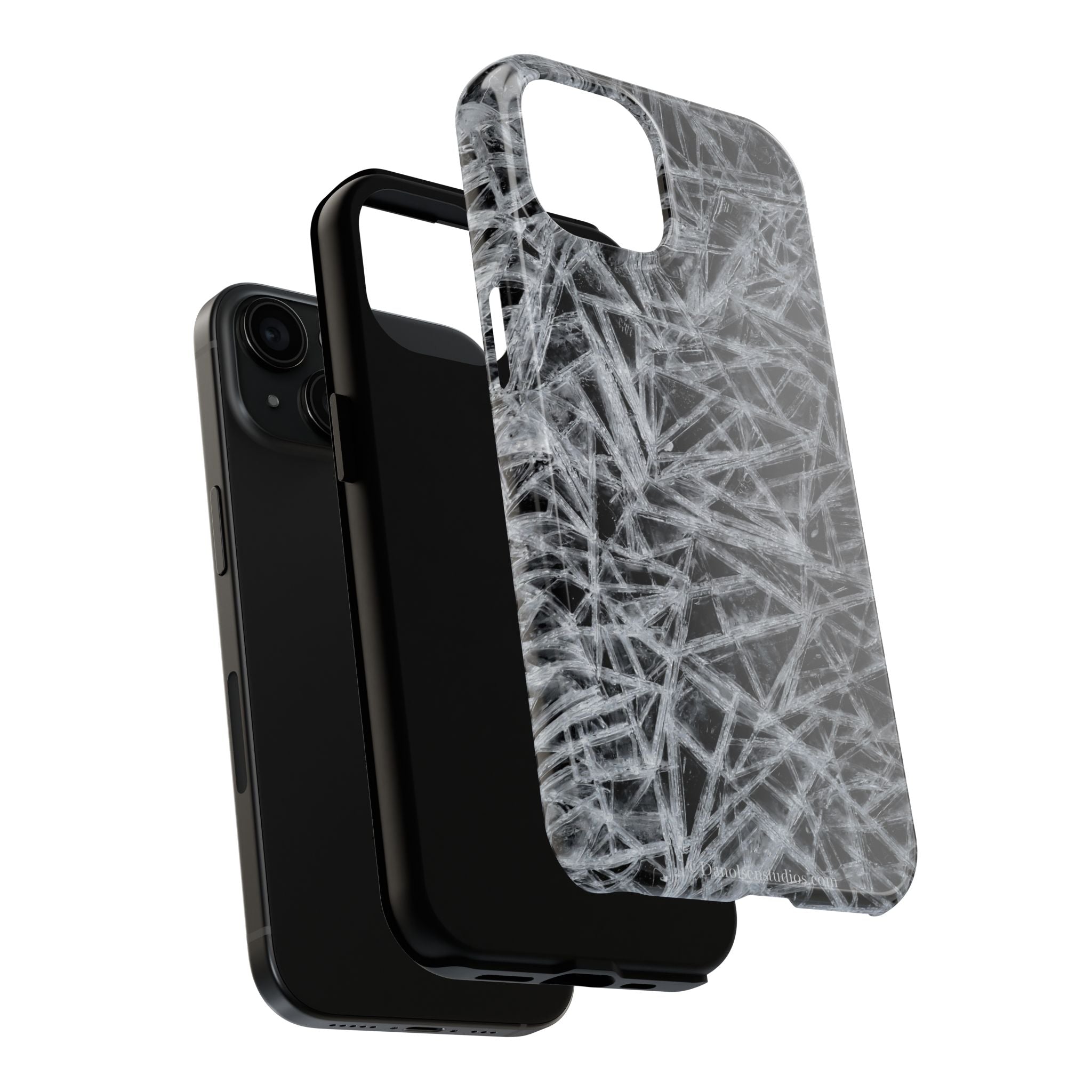 Impact-Resistant Phone Case — Black & White Ice Shockproof Cover