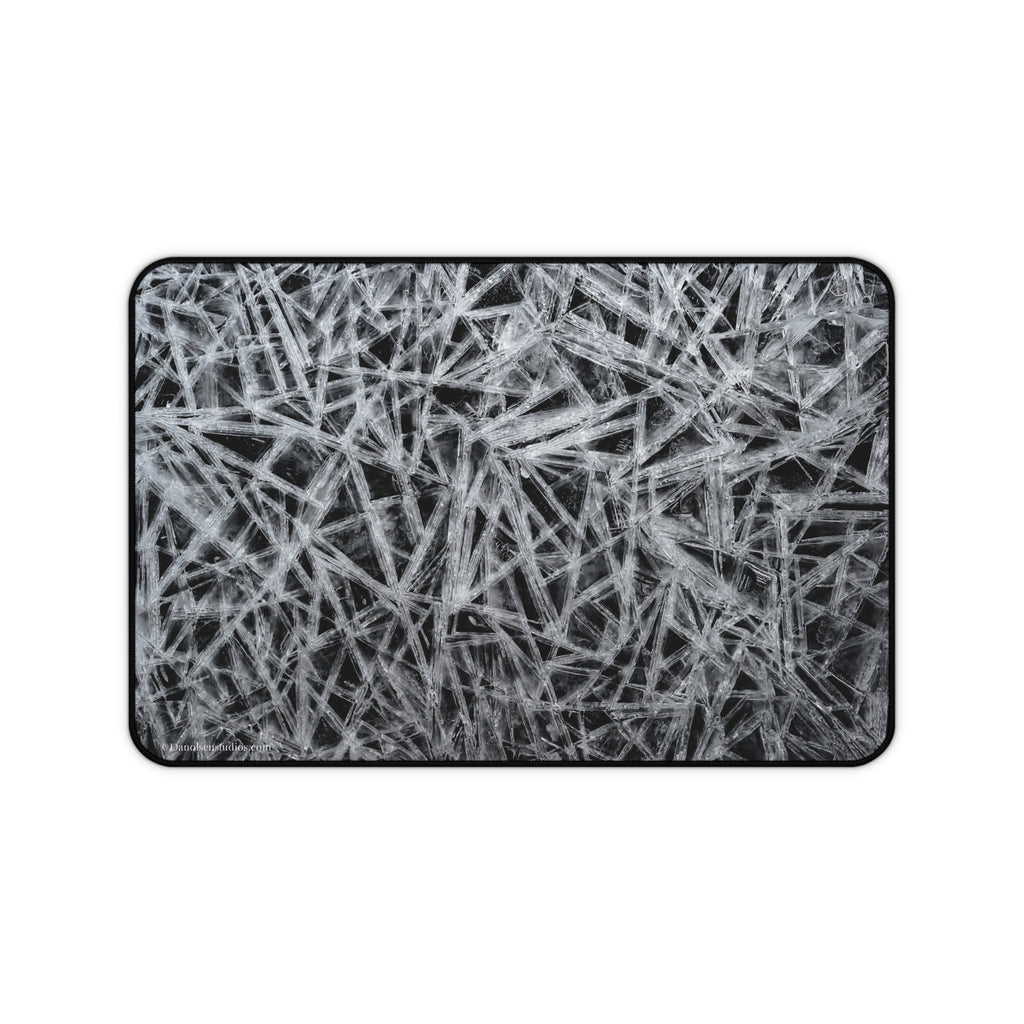 Natural Ice pattern Desk Mat — Black & White Ice Surface Protector
