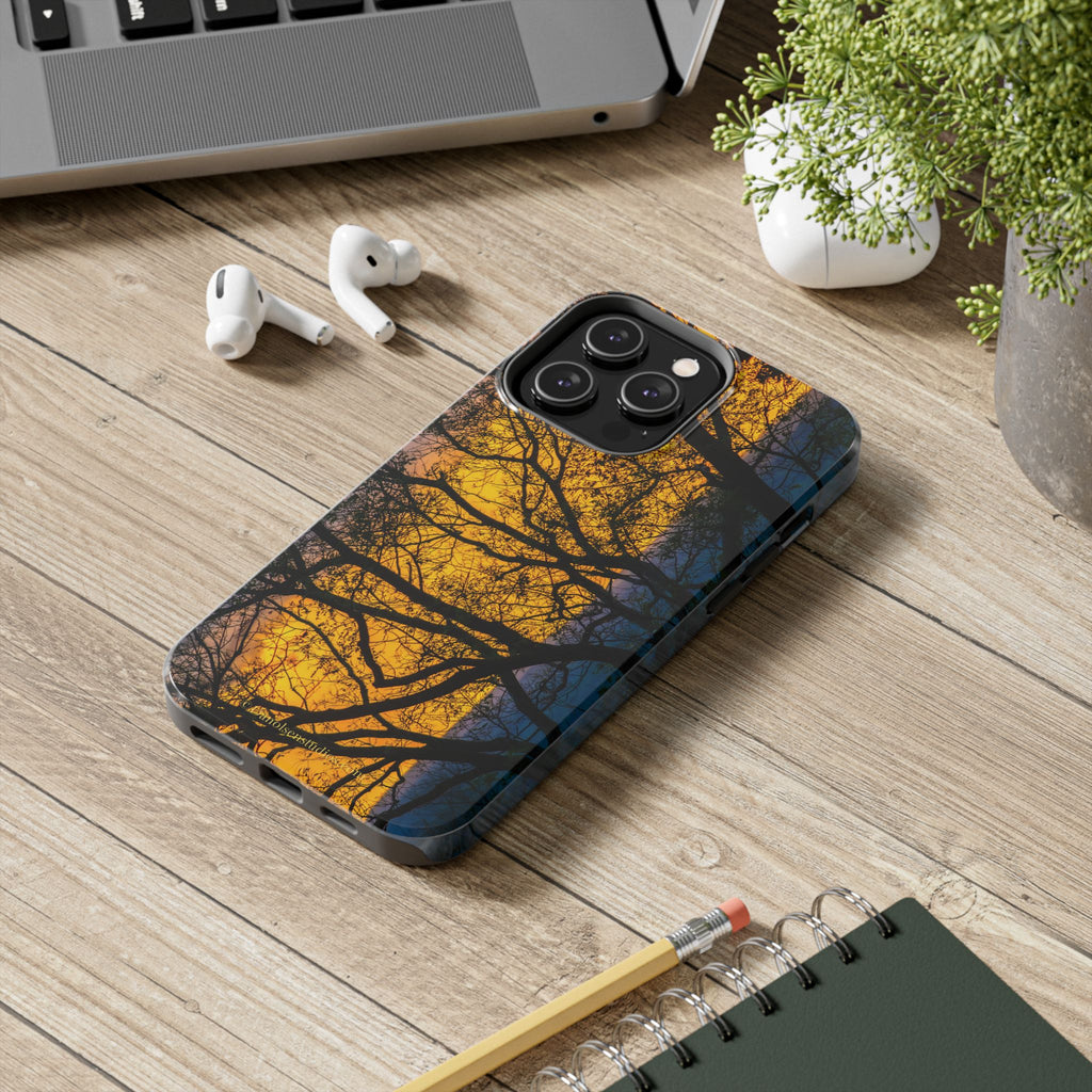 Tough Phone Case — Sunset Silhouette Tree Design