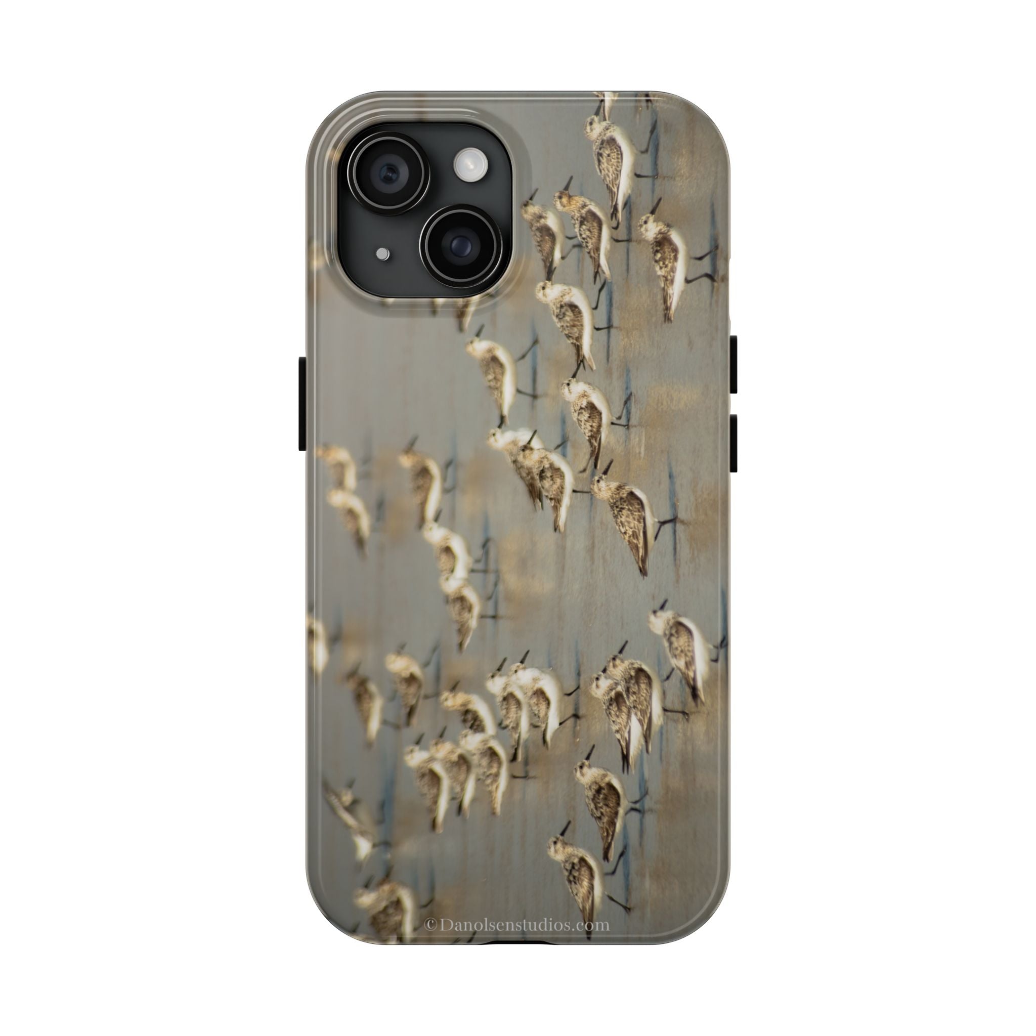 Shorebird Flock Tough Phone Case — Rustic Coastal Bird Photography Protective Cover Sanpipers