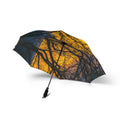 Foldable Umbrella — Golden Sunset Tree Silhouette Compact Umbrella