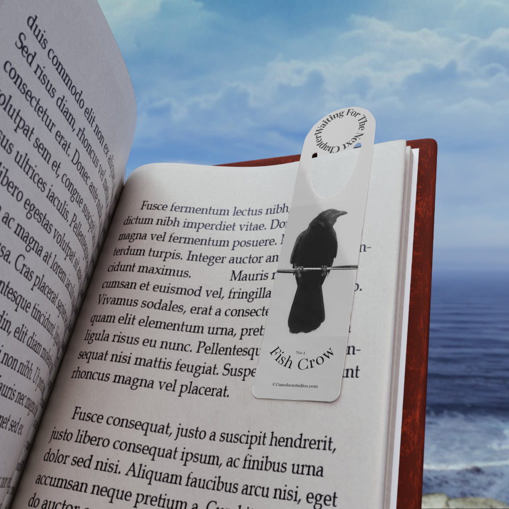 Crow Bookmark – 'Fish Crow' Monochrome Metal Page Marker Collectable bookmark No.2