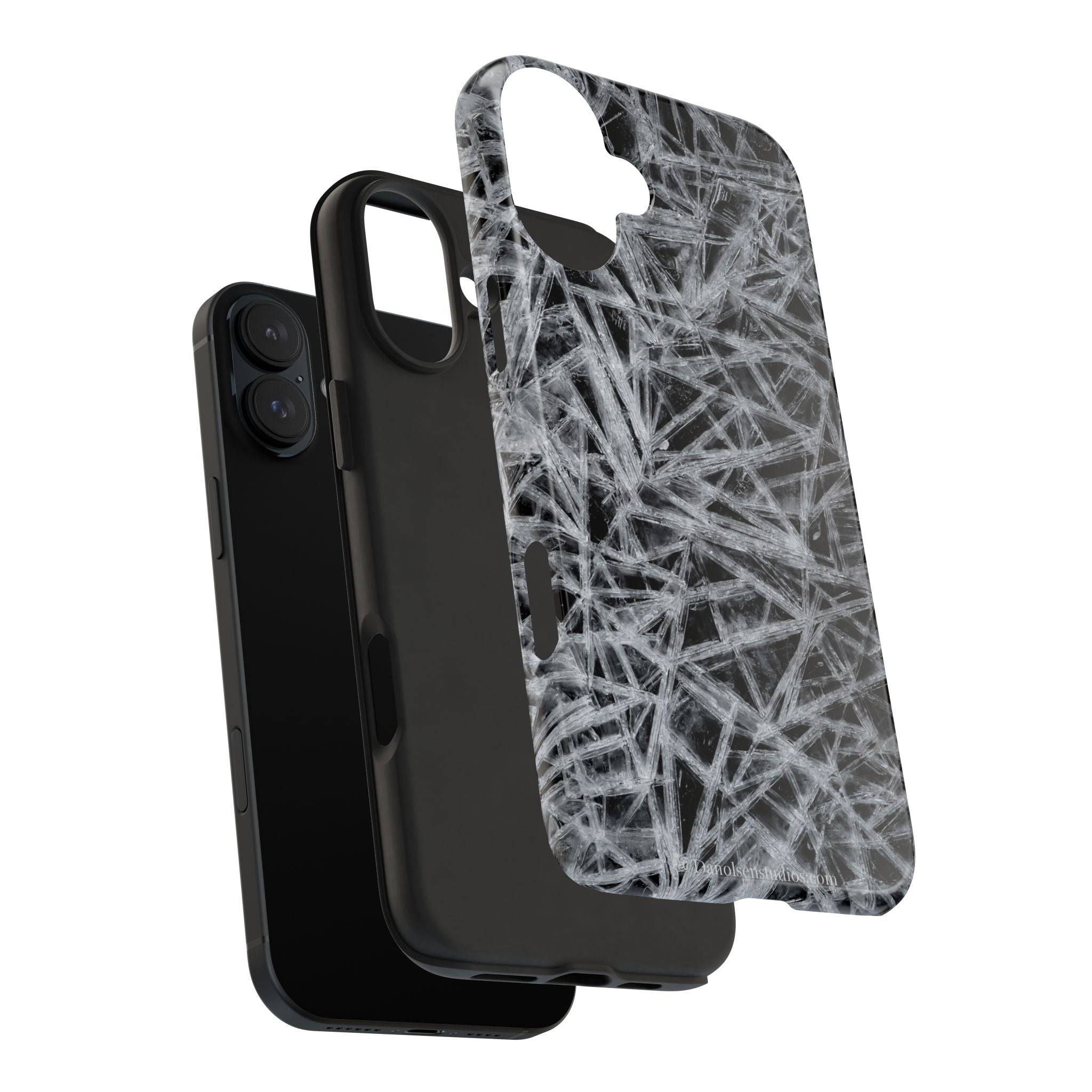 Impact-Resistant Phone Case — Black & White Ice Shockproof Cover