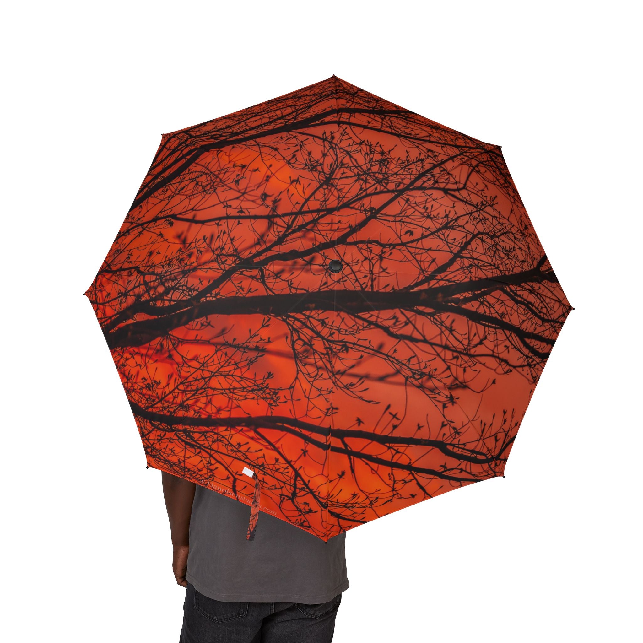 Autumn Branches Foldable Umbrella — Semi-Automatic Compact Rain Umbrella