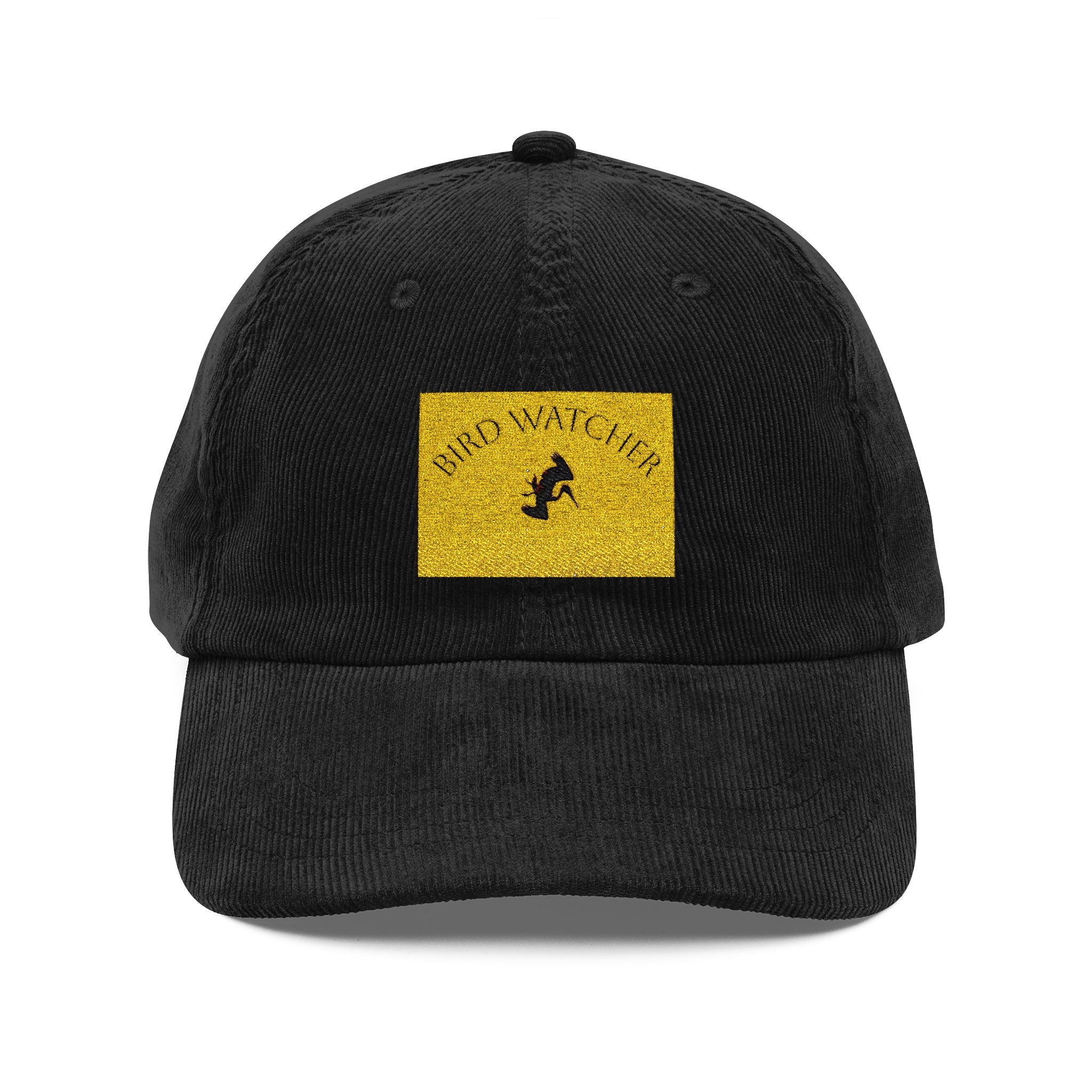 Corduroy Embroidered Cap — Retro Golden Patch Design