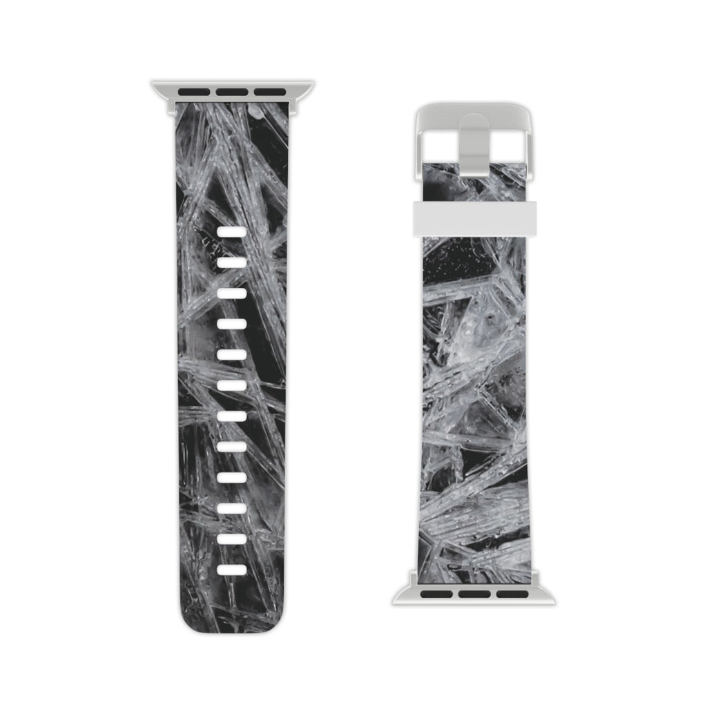 Monochrome Frost Ice Texture Apple Watch Band — Black & White Abstract Strap