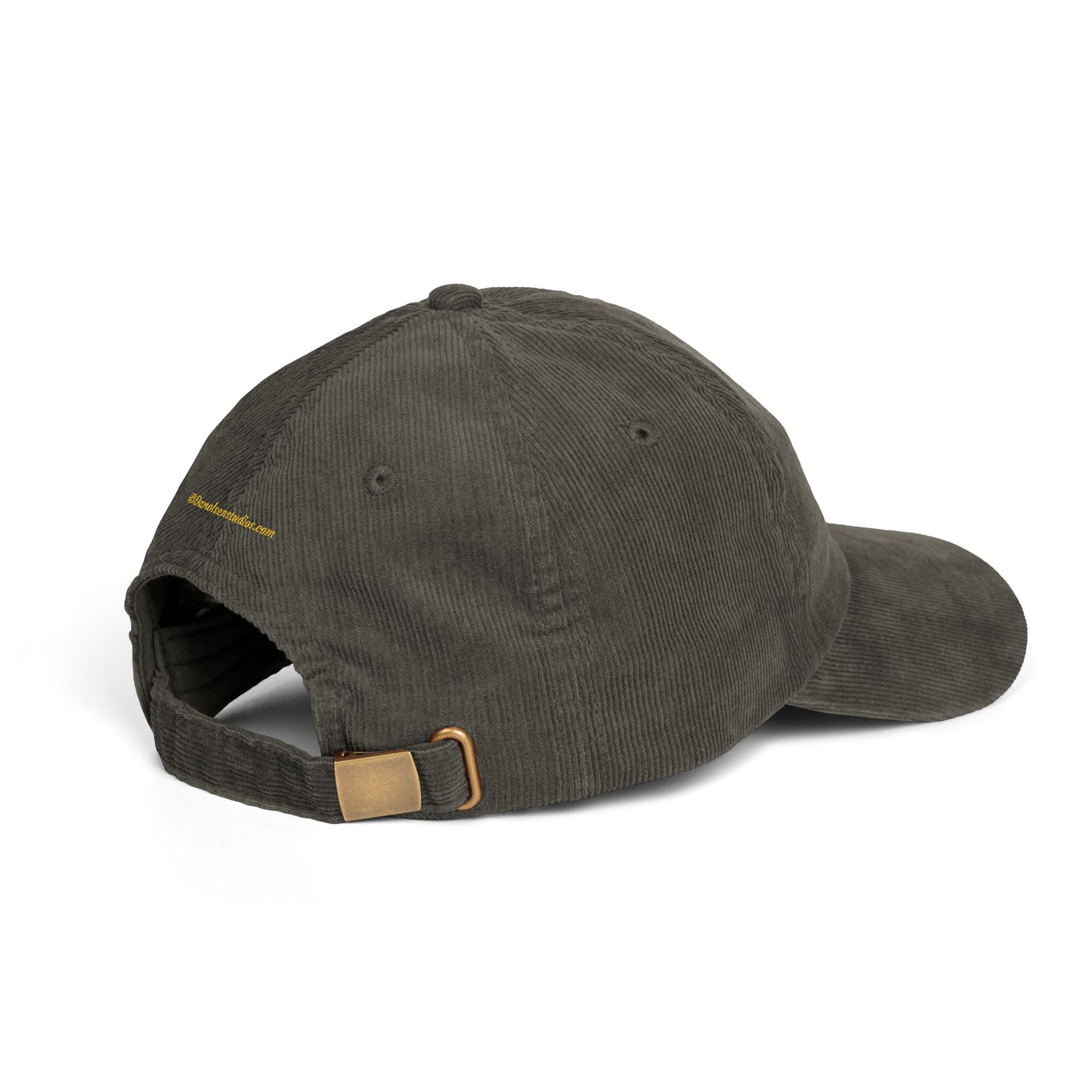 Corduroy Embroidered Cap — Retro Golden Patch Design