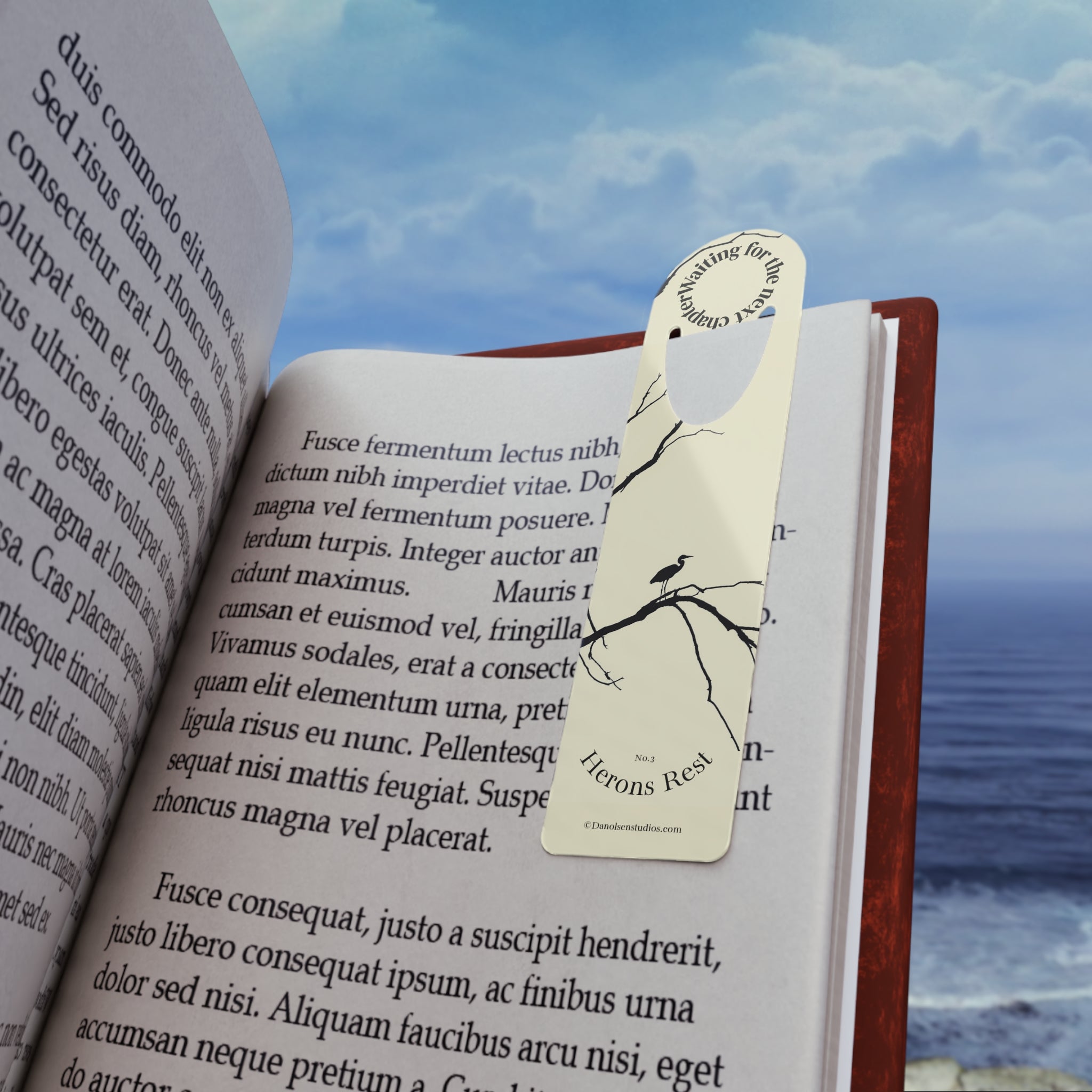 Heron on Branch Bookmark — "Waiting for the Next Chapter" Metal/Page Marker Bird Lover Collectable Bookmark No.3