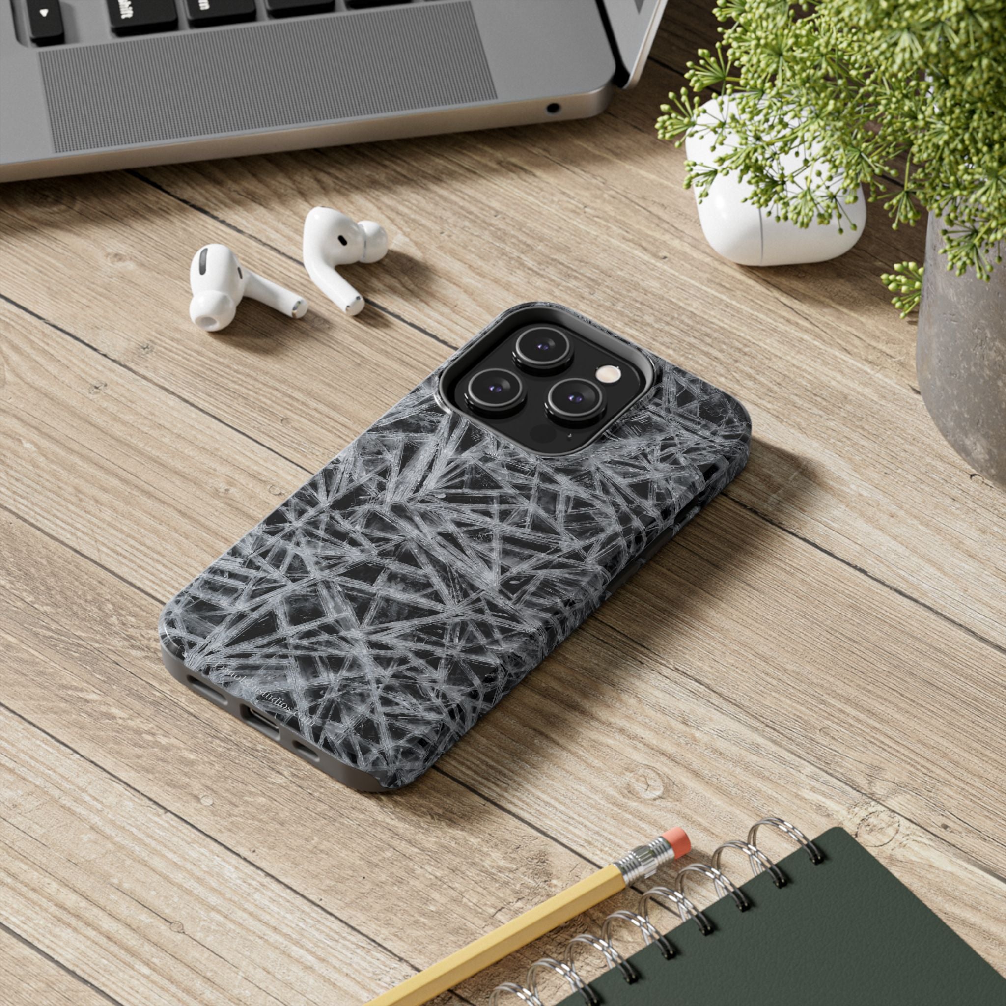 Impact-Resistant Phone Case — Black & White Ice Shockproof Cover