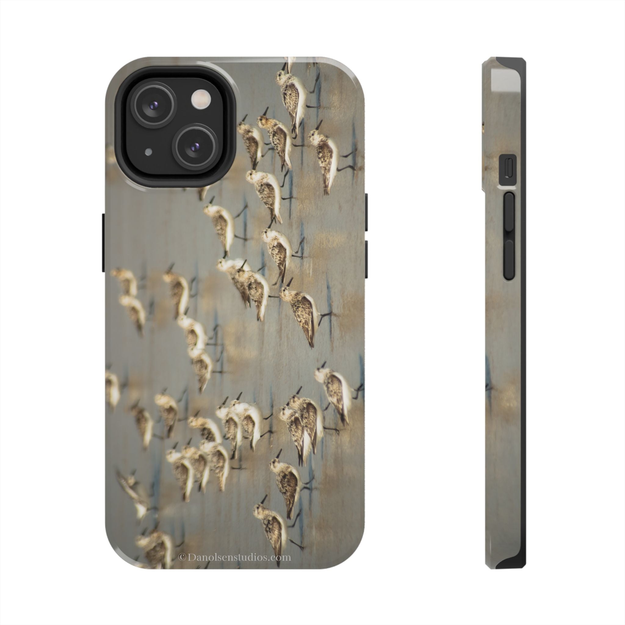 Shorebird Flock Tough Phone Case — Rustic Coastal Bird Photography Protective Cover Sanpipers