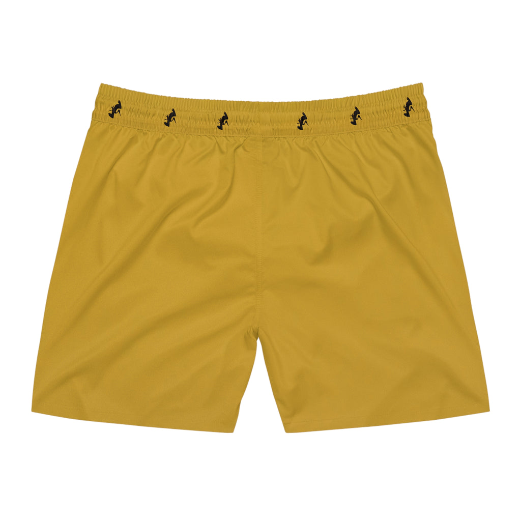 Men's Yellow Swim Shorts with Black Pelican Accent – Quick-Dry Beach Trunks