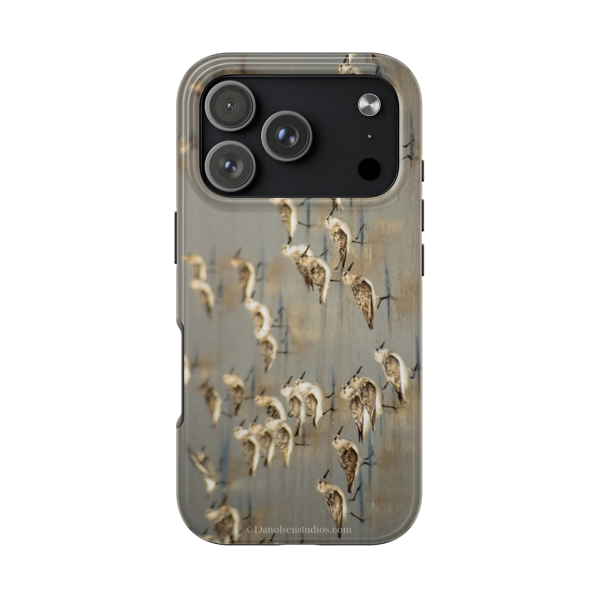 Shorebird Flock Tough Phone Case — Rustic Coastal Bird Photography Protective Cover Sanpipers