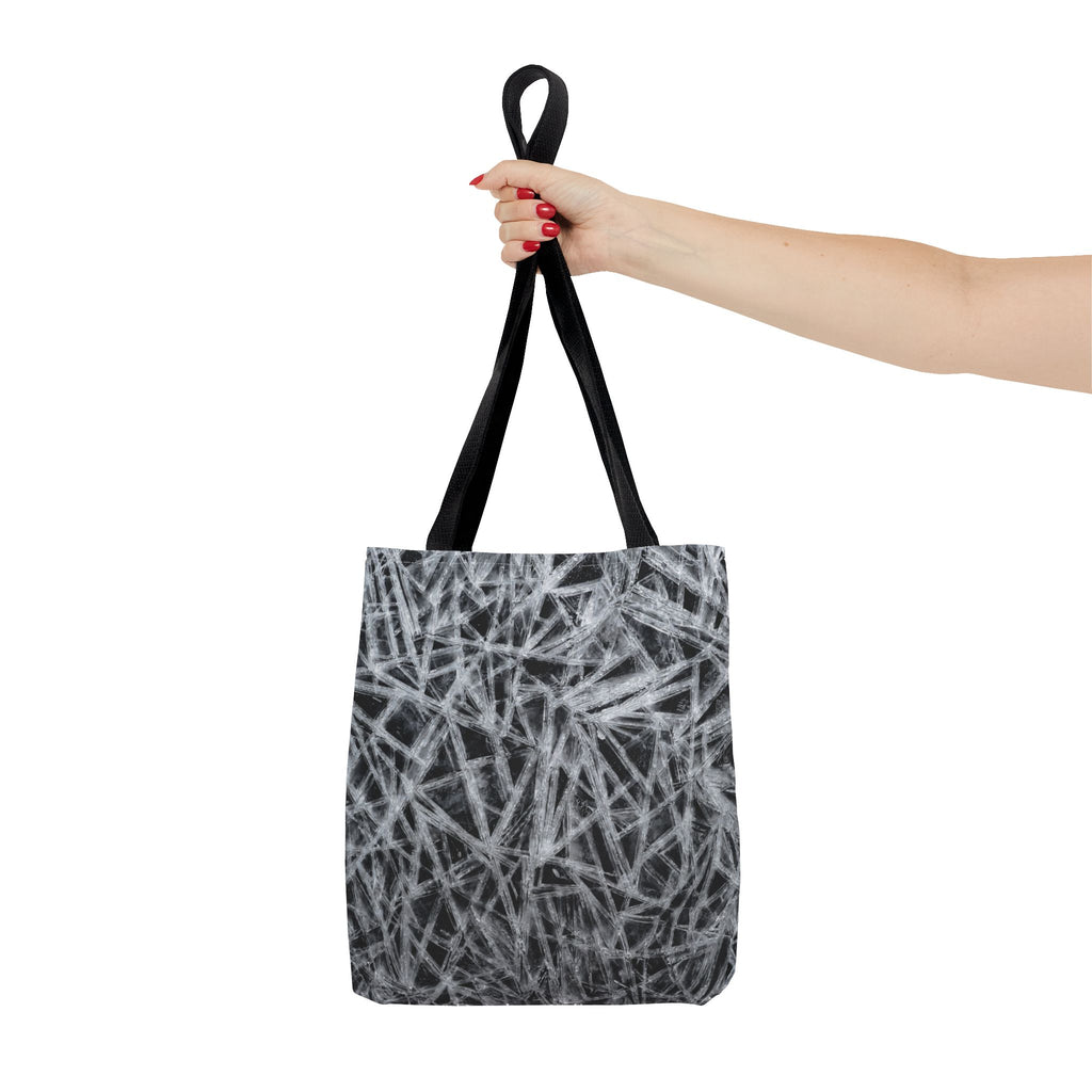 Ice Pattern Tote Bag — Black & White All-Over-Print Tote