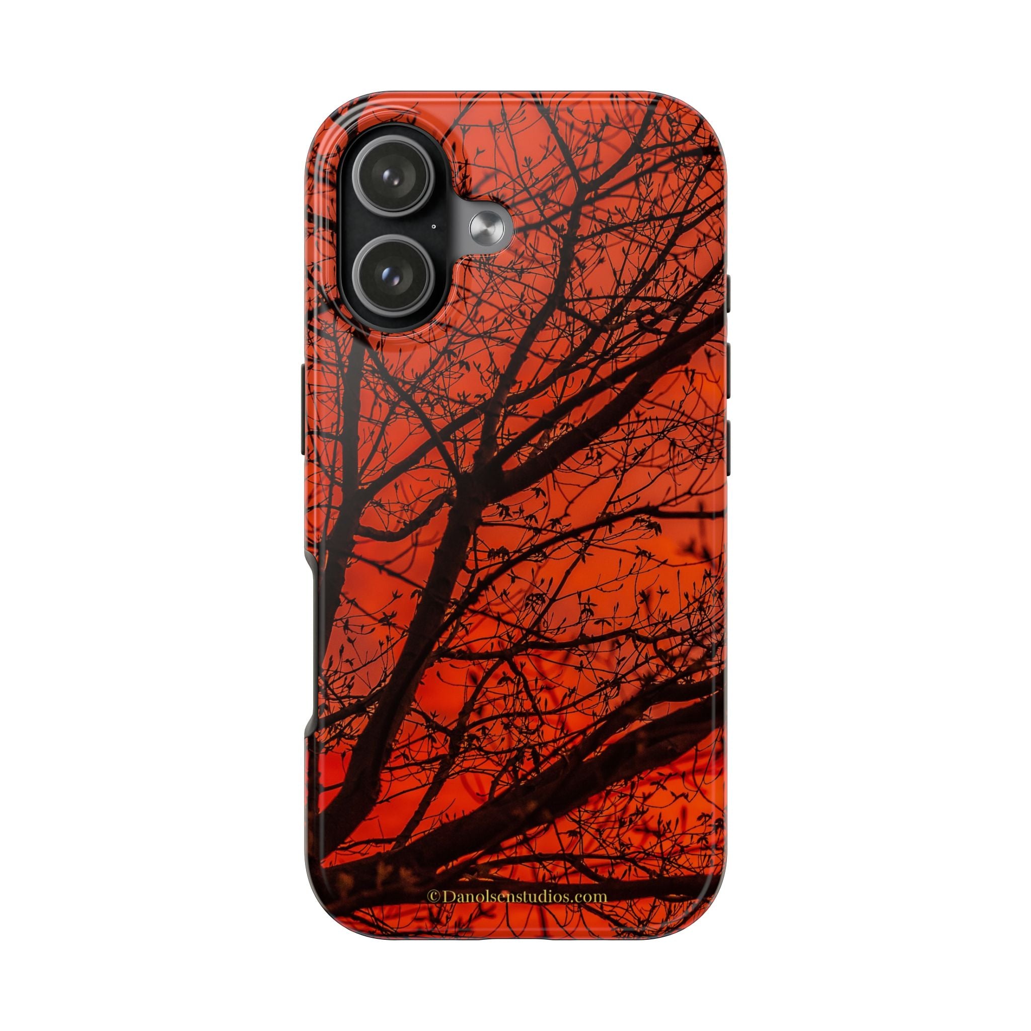 Tree Silhouette Tough Phone Case — Red Sunset Protective Phone Cover