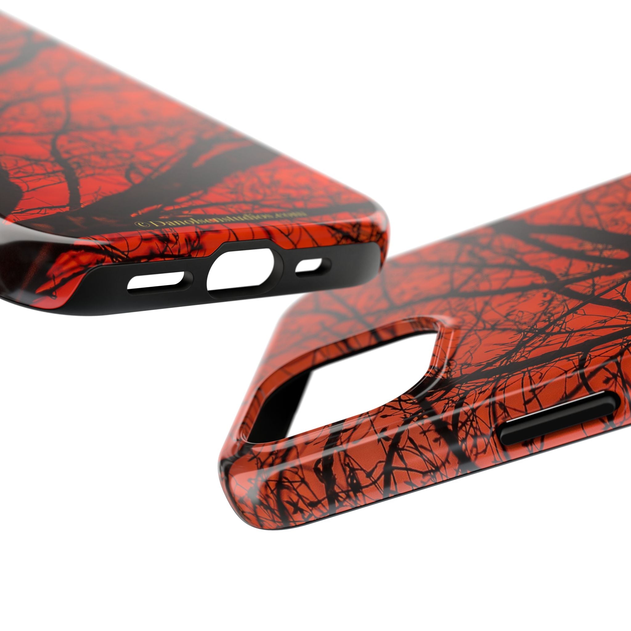Tree Silhouette Tough Phone Case — Red Sunset Protective Phone Cover