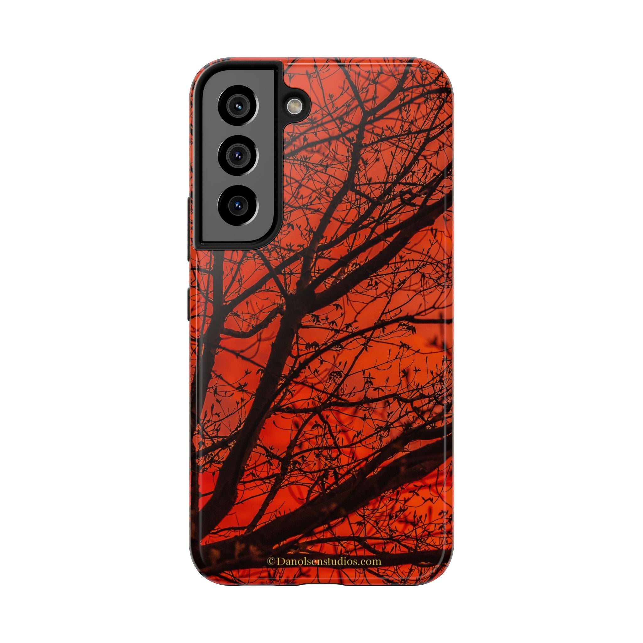 Tree Silhouette Tough Phone Case — Red Sunset Protective Phone Cover