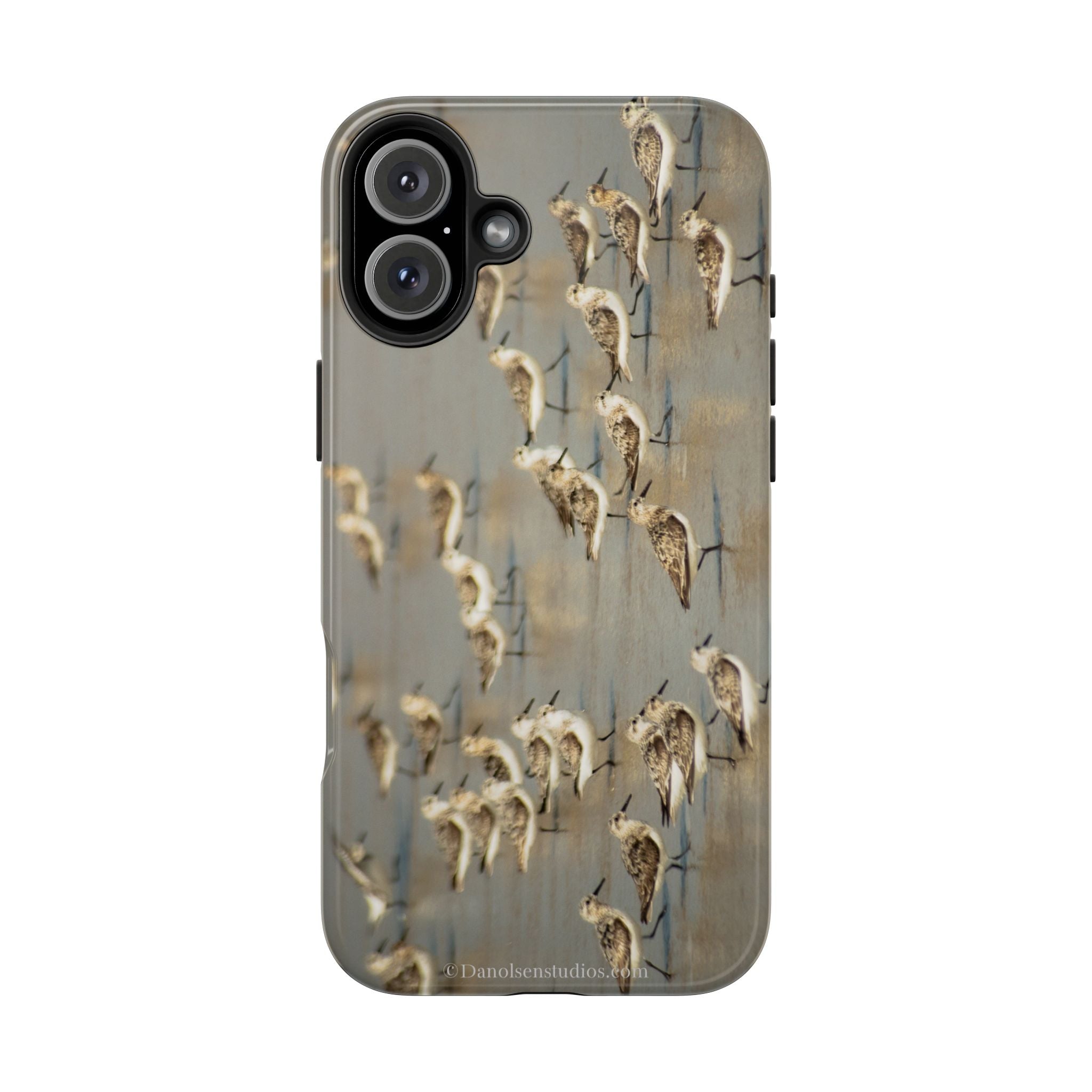 Shorebird Flock Tough Phone Case — Rustic Coastal Bird Photography Protective Cover Sanpipers