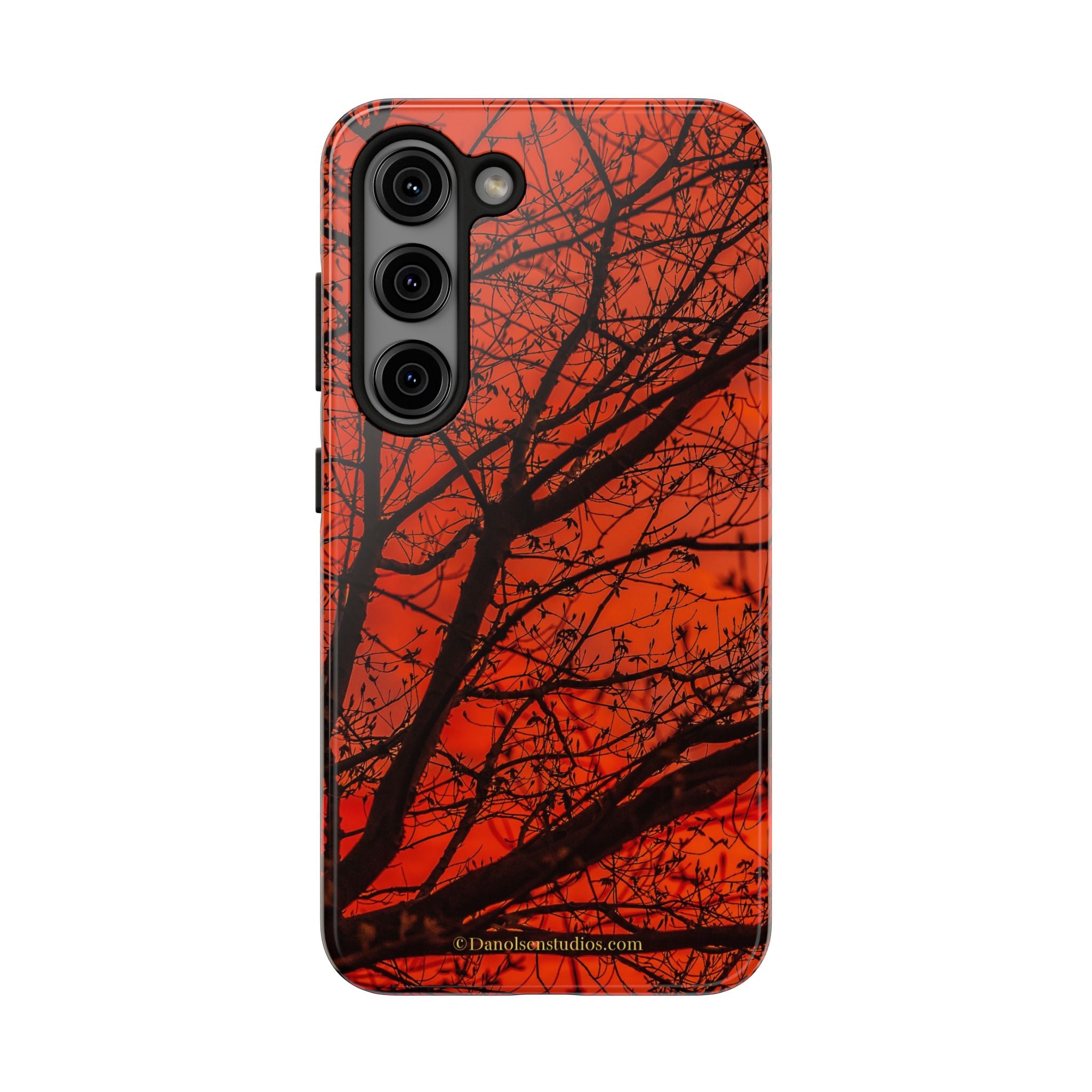 Tree Silhouette Tough Phone Case — Red Sunset Protective Phone Cover
