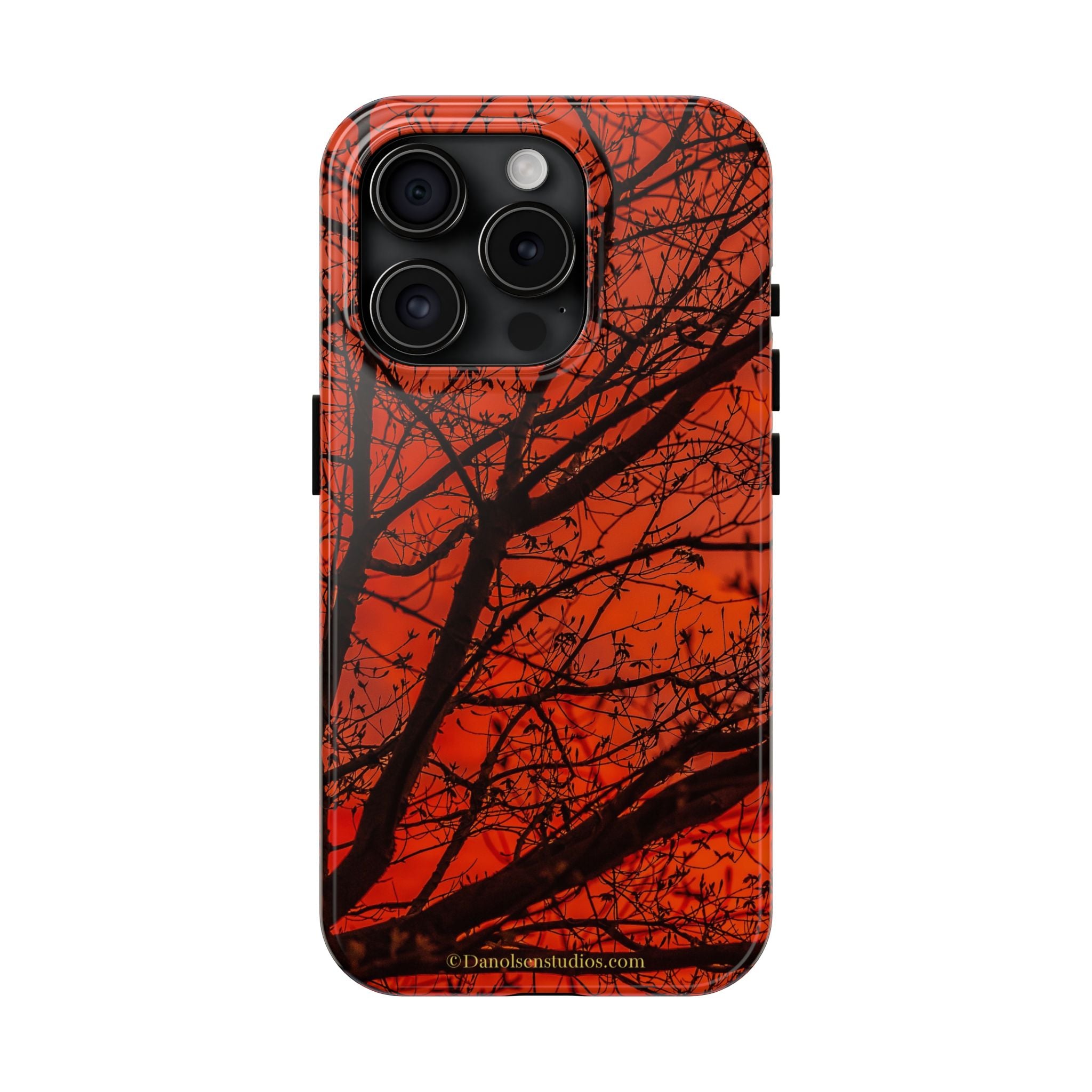 Tree Silhouette Tough Phone Case — Red Sunset Protective Phone Cover