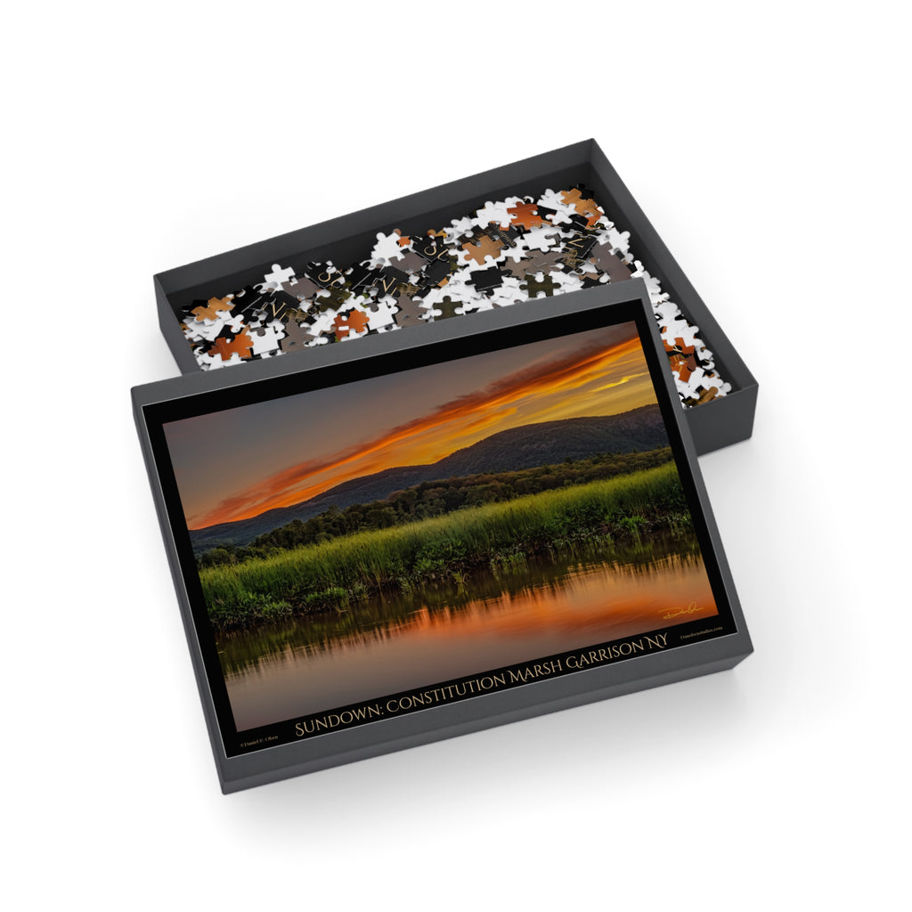 Sunset Mountain River Puzzle — Scenic Nature Jigsaw (1000pc) Sundown Hudson Valley
