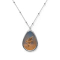 Oval Pendant Necklace with Flying Owl Photo — Nature Wildlife Jewelry Gift - Short-Eared Owl In Fog
