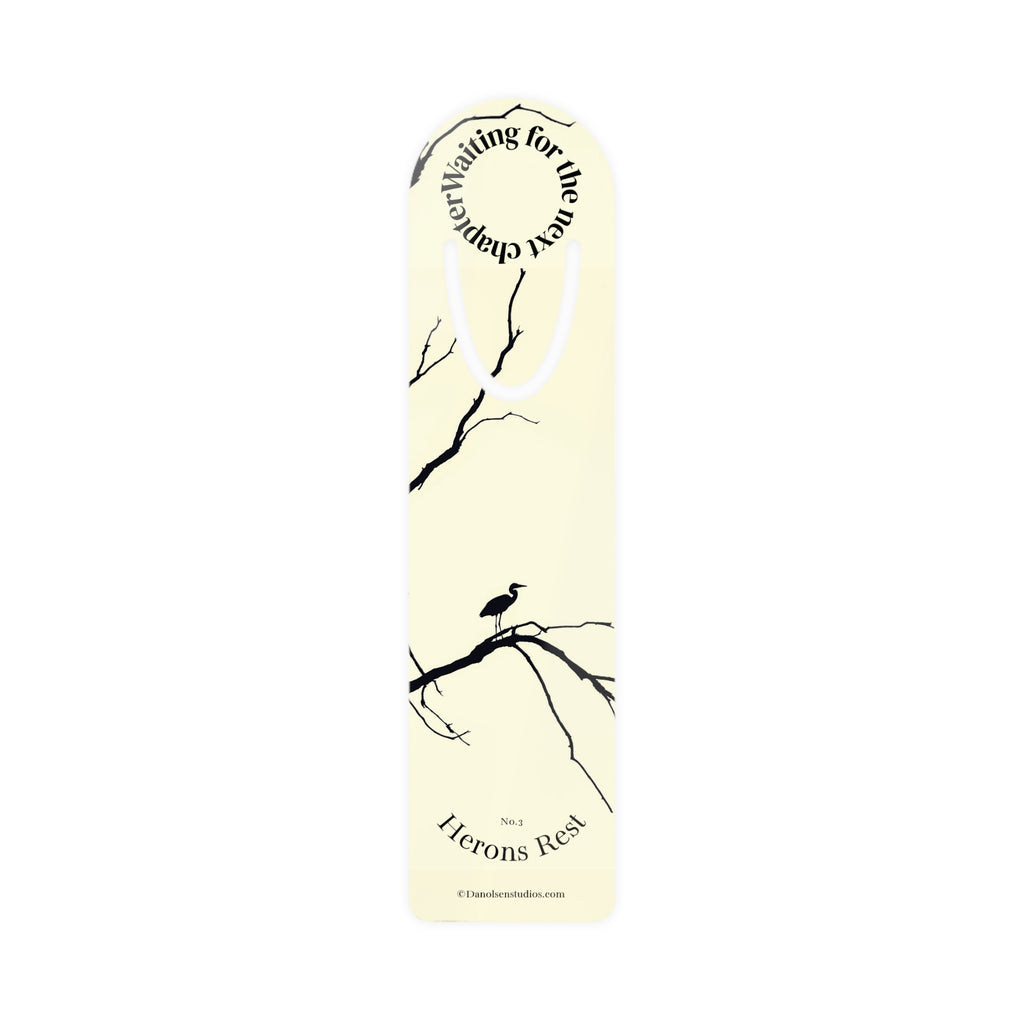 Heron on Branch Bookmark — "Waiting for the Next Chapter" Metal/Page Marker Bird Lover Collectable Bookmark No.3