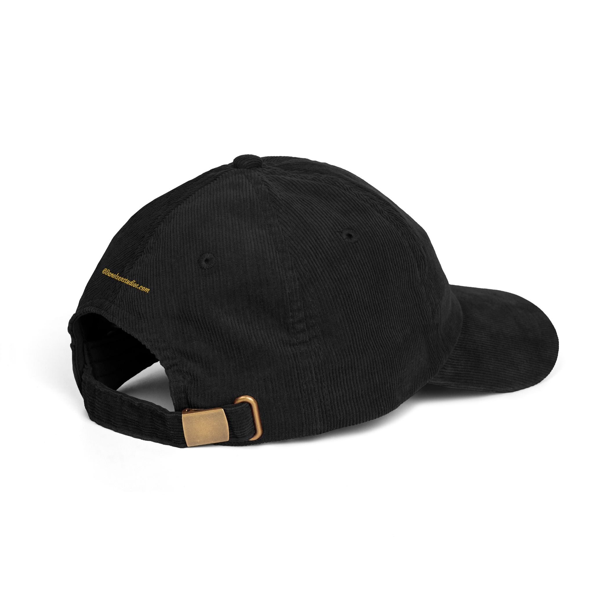 Corduroy Embroidered Cap — Retro Golden Patch Design