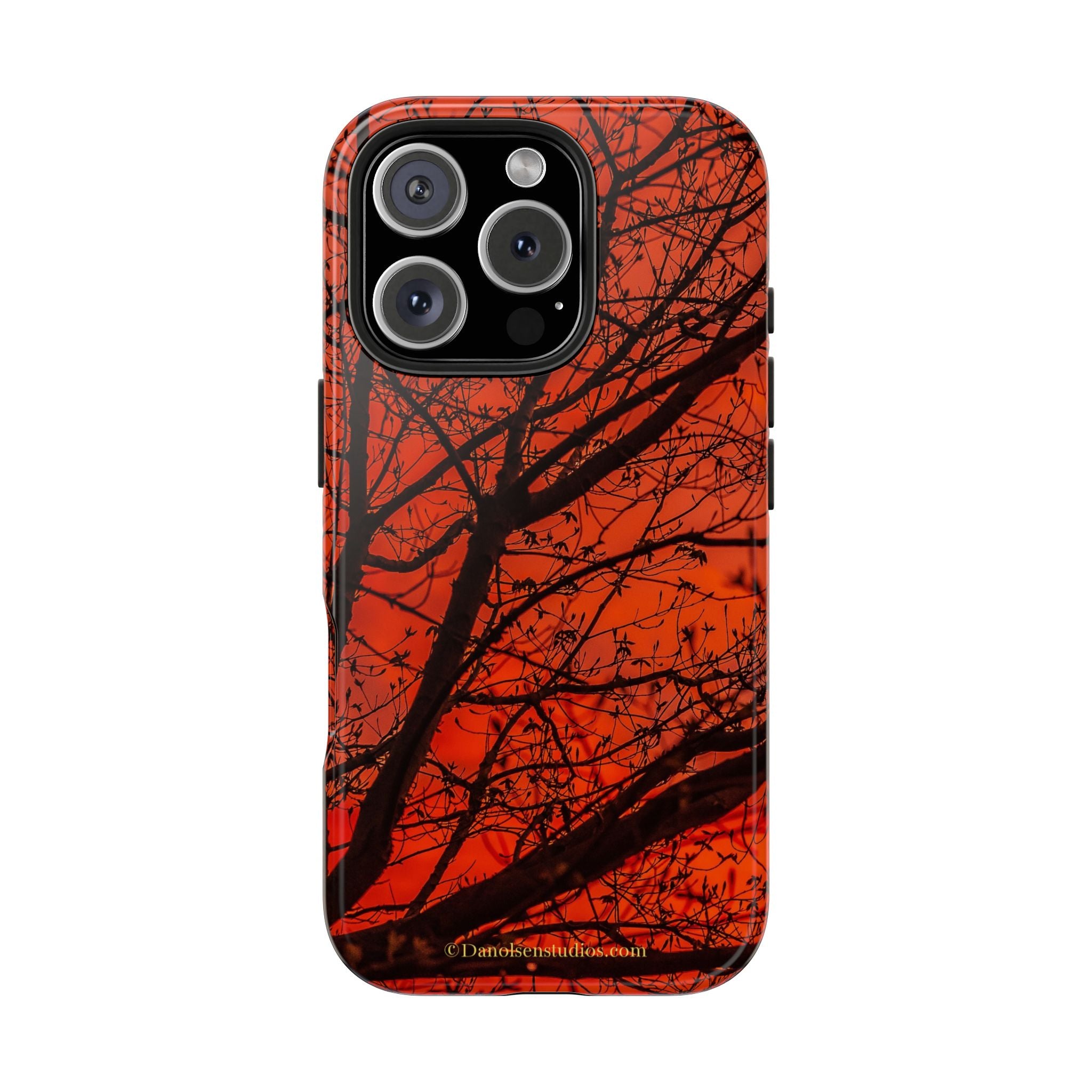 Tree Silhouette Tough Phone Case — Red Sunset Protective Phone Cover