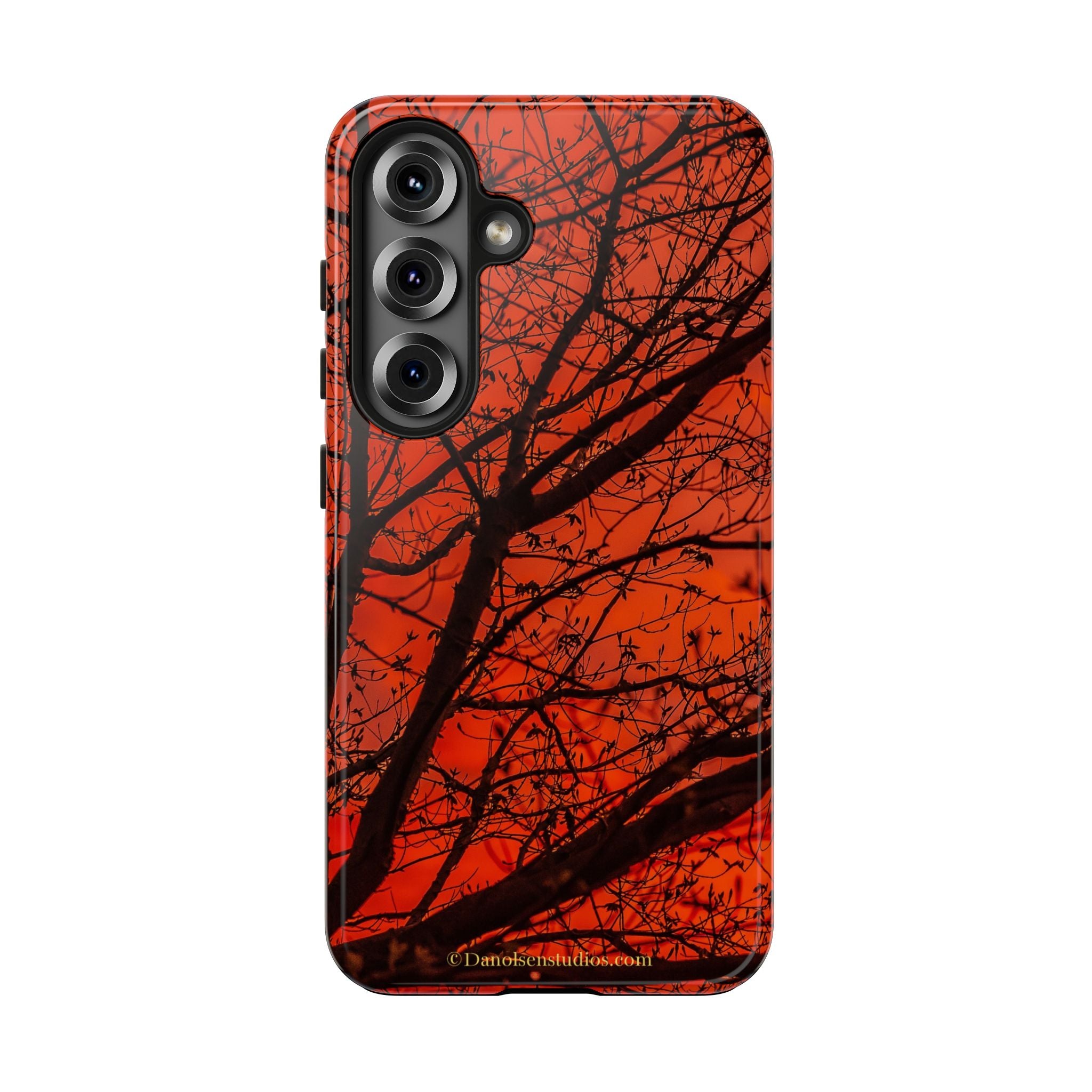 Tree Silhouette Tough Phone Case — Red Sunset Protective Phone Cover