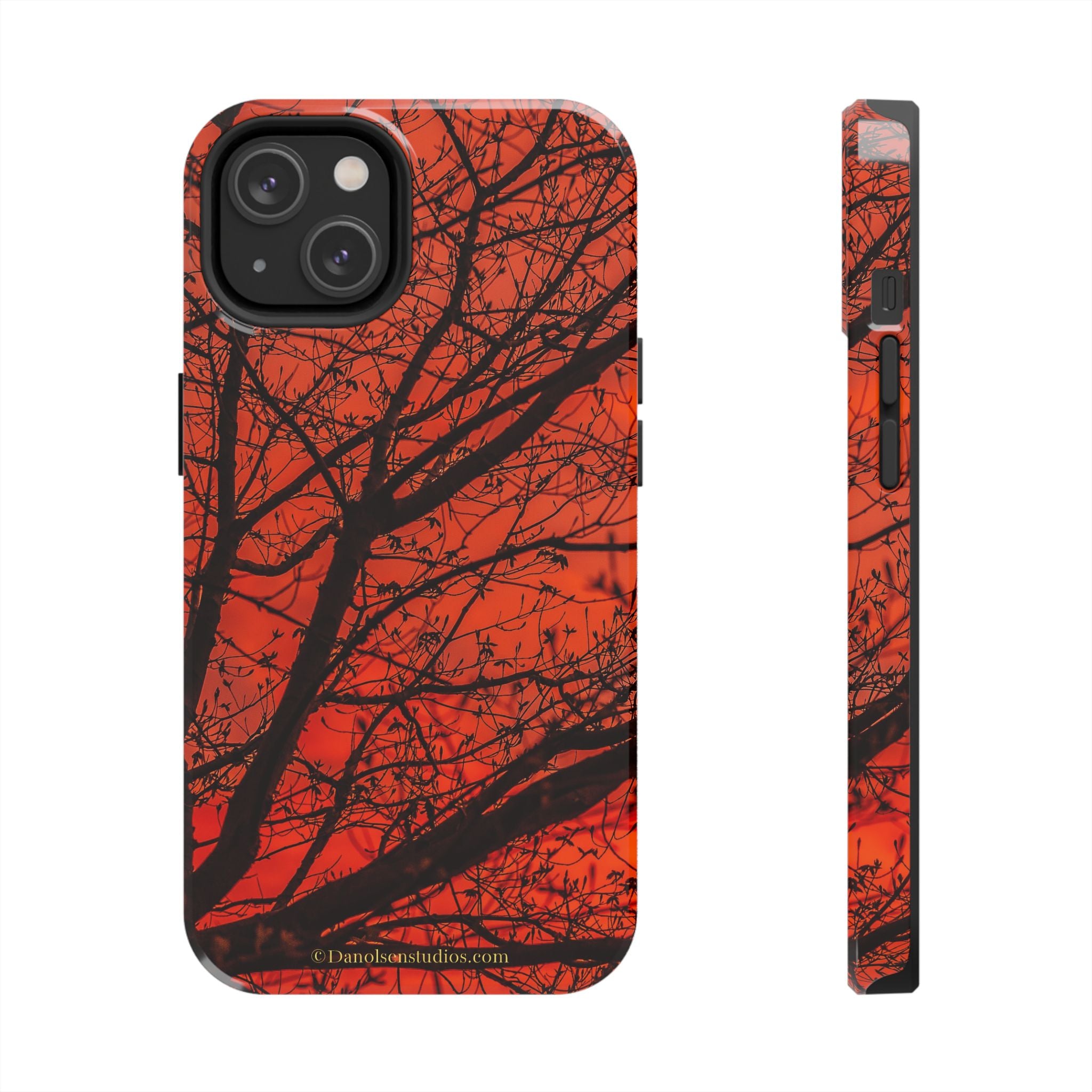 Tree Silhouette Tough Phone Case — Red Sunset Protective Phone Cover