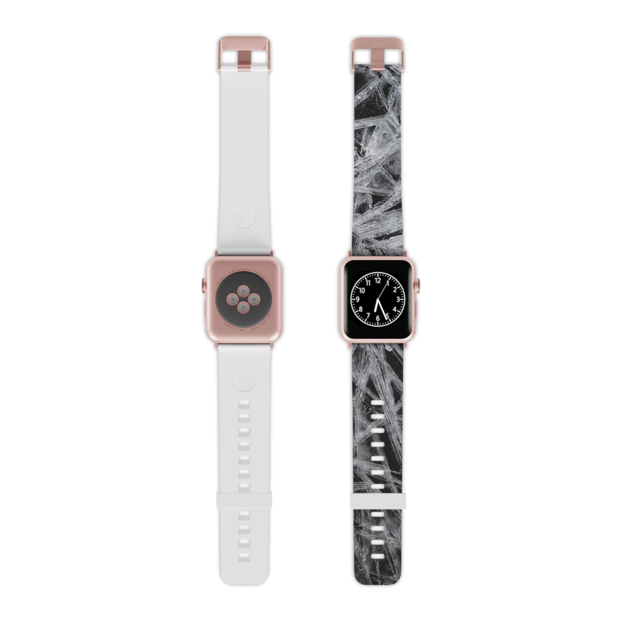 Monochrome Frost Ice Texture Apple Watch Band — Black & White Abstract Strap