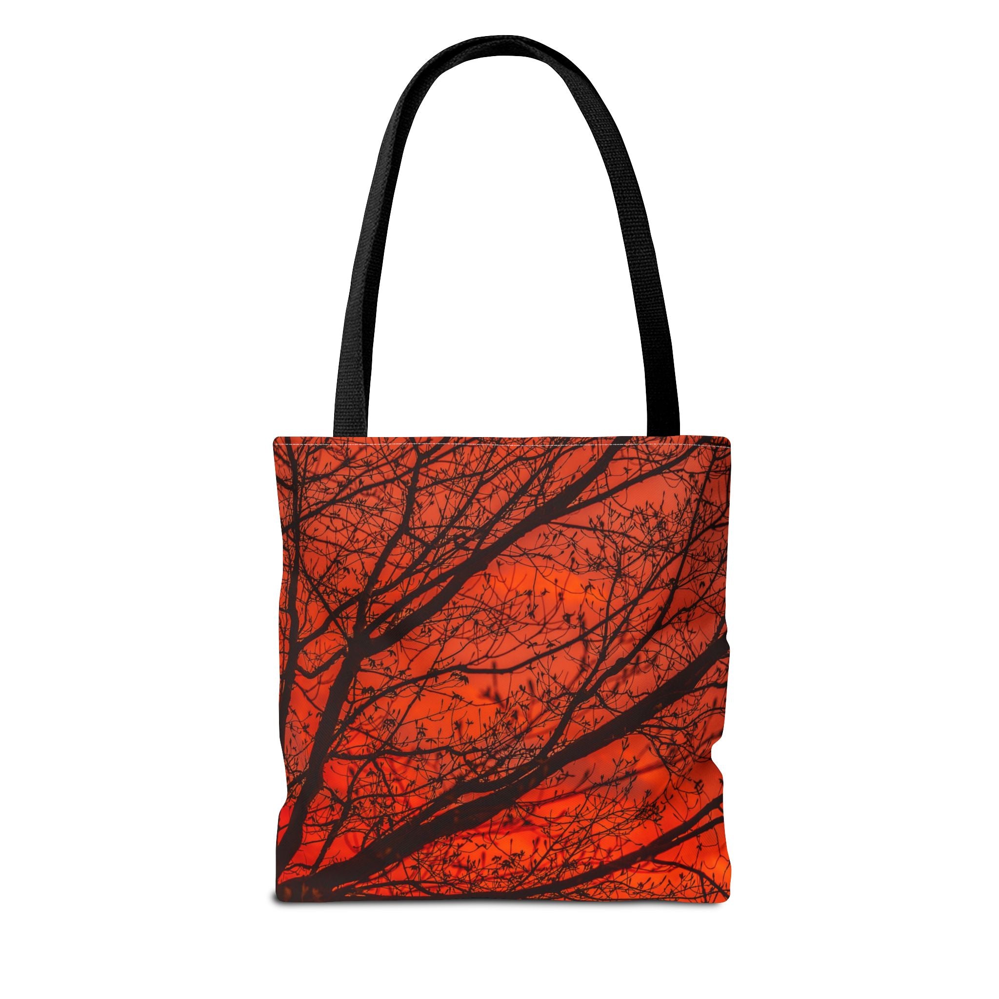 Autumn Sunset Tree Tote Bag — Vibrant Orange Fall AOP Tote